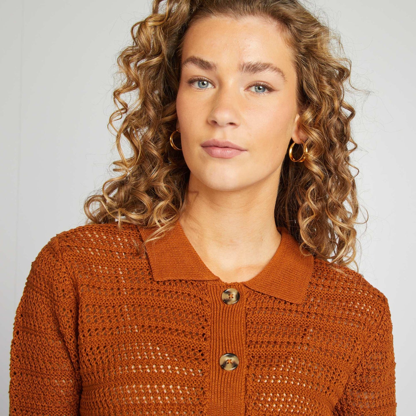 Chaqueta de manga corta de croché NARANJA