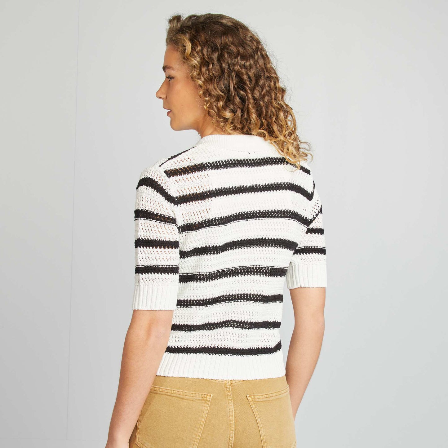 Chaqueta de manga corta de croché NEGRO