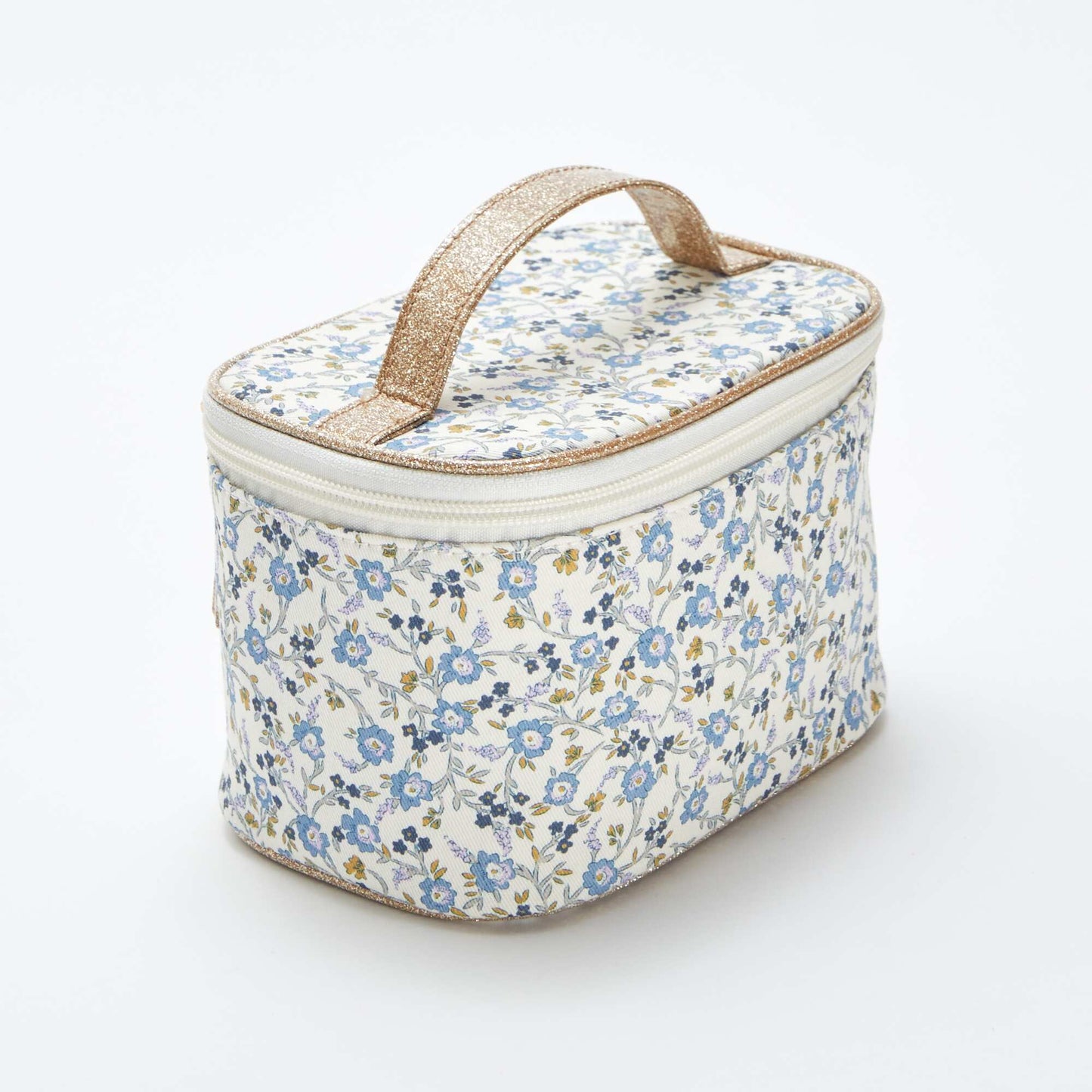 Neceser pequeño con estampado de flores AZUL