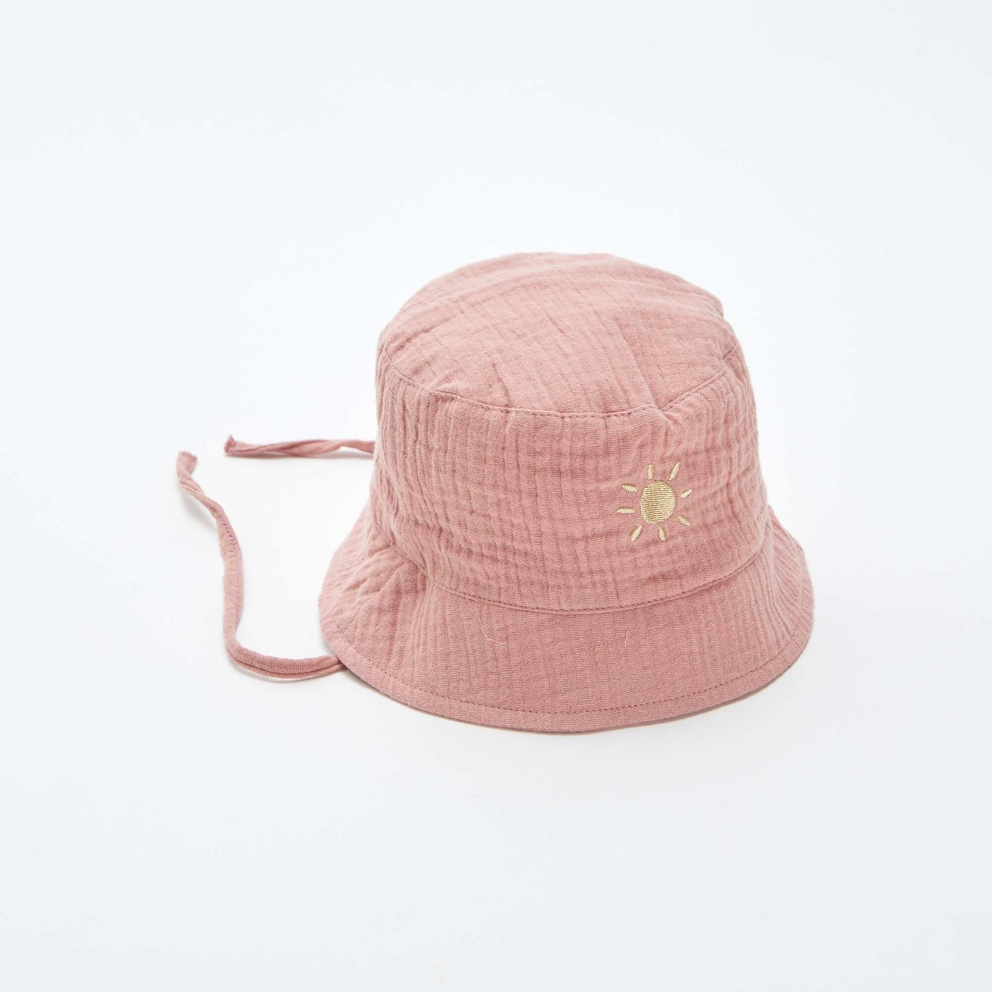 Gorro bob de gasa de algodón con bordado de sol ROSA