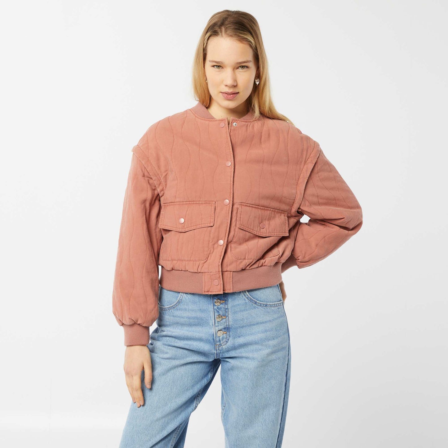 Chaqueta acolchada 2 en 1 con mangas extraíbles ROSA