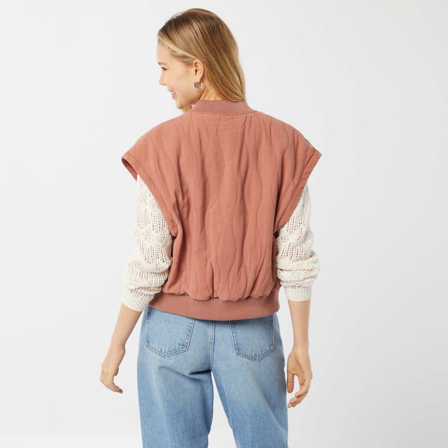 Chaqueta acolchada 2 en 1 con mangas extraíbles ROSA