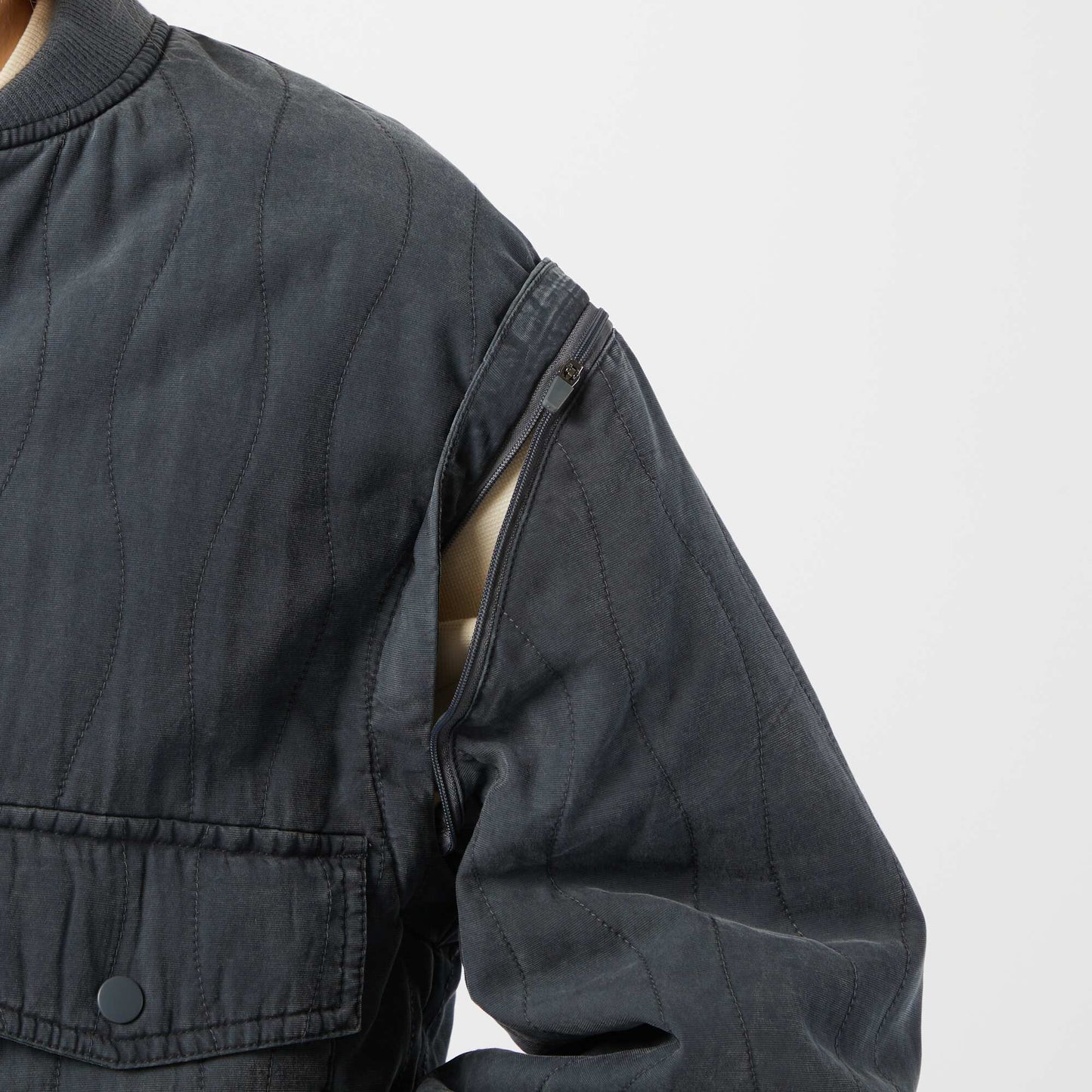 Chaqueta acolchada 2 en 1 con mangas extraíbles NEGRO