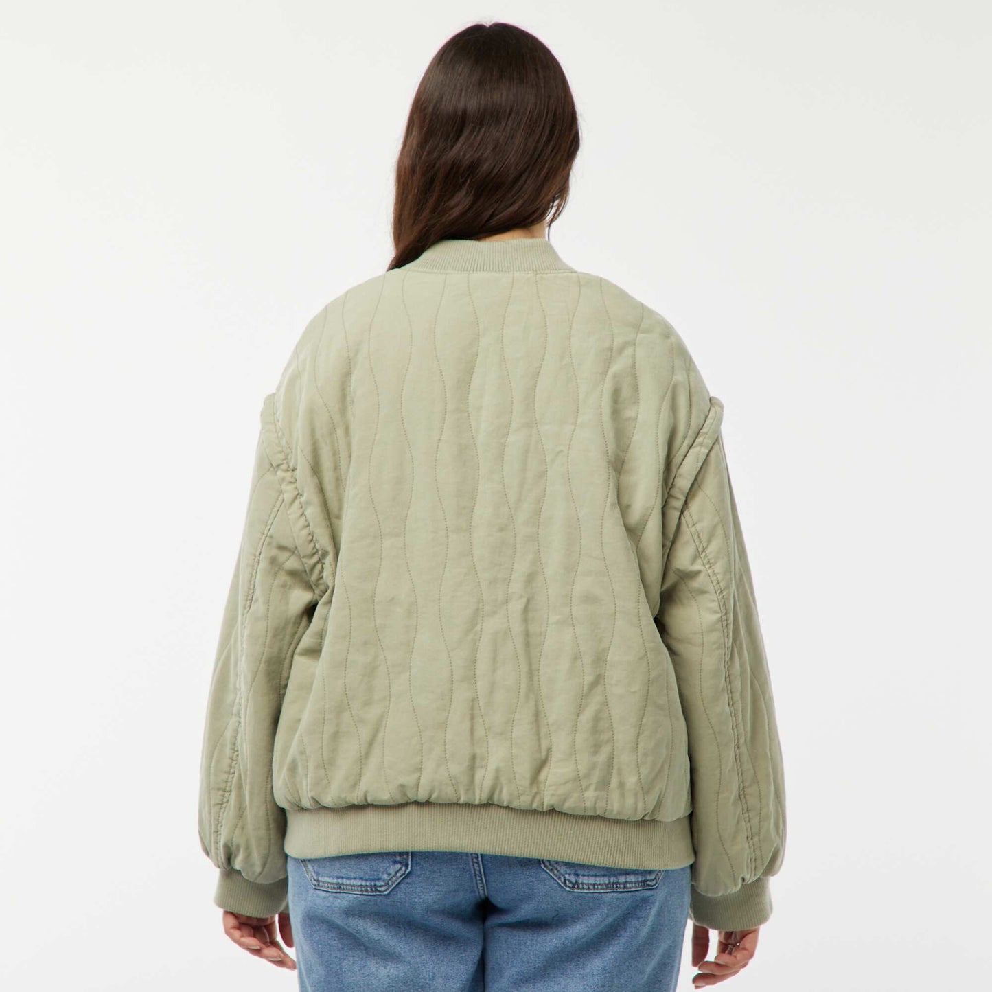 Chaqueta de algodón acolchada con ondas verticales KAKI