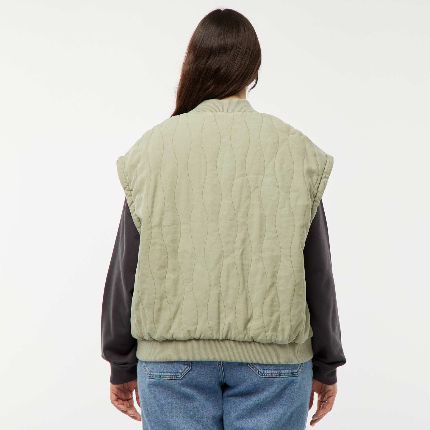 Chaqueta de algodón acolchada con ondas verticales KAKI