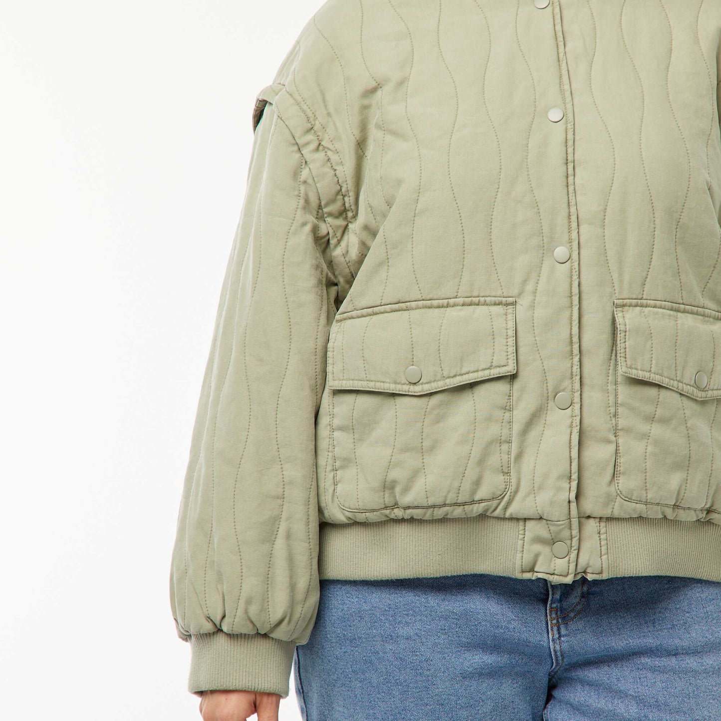 Chaqueta de algodón acolchada con ondas verticales KAKI