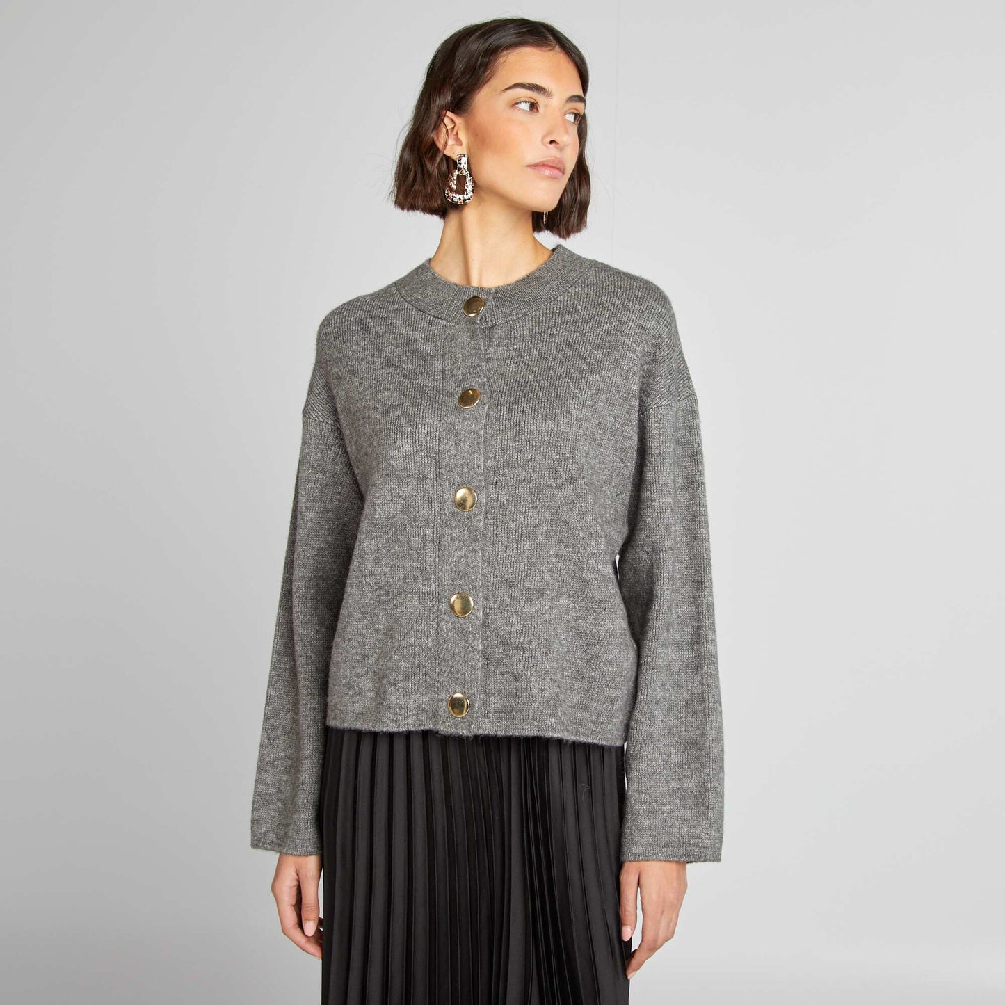 Chaqueta de punto fino GRIS