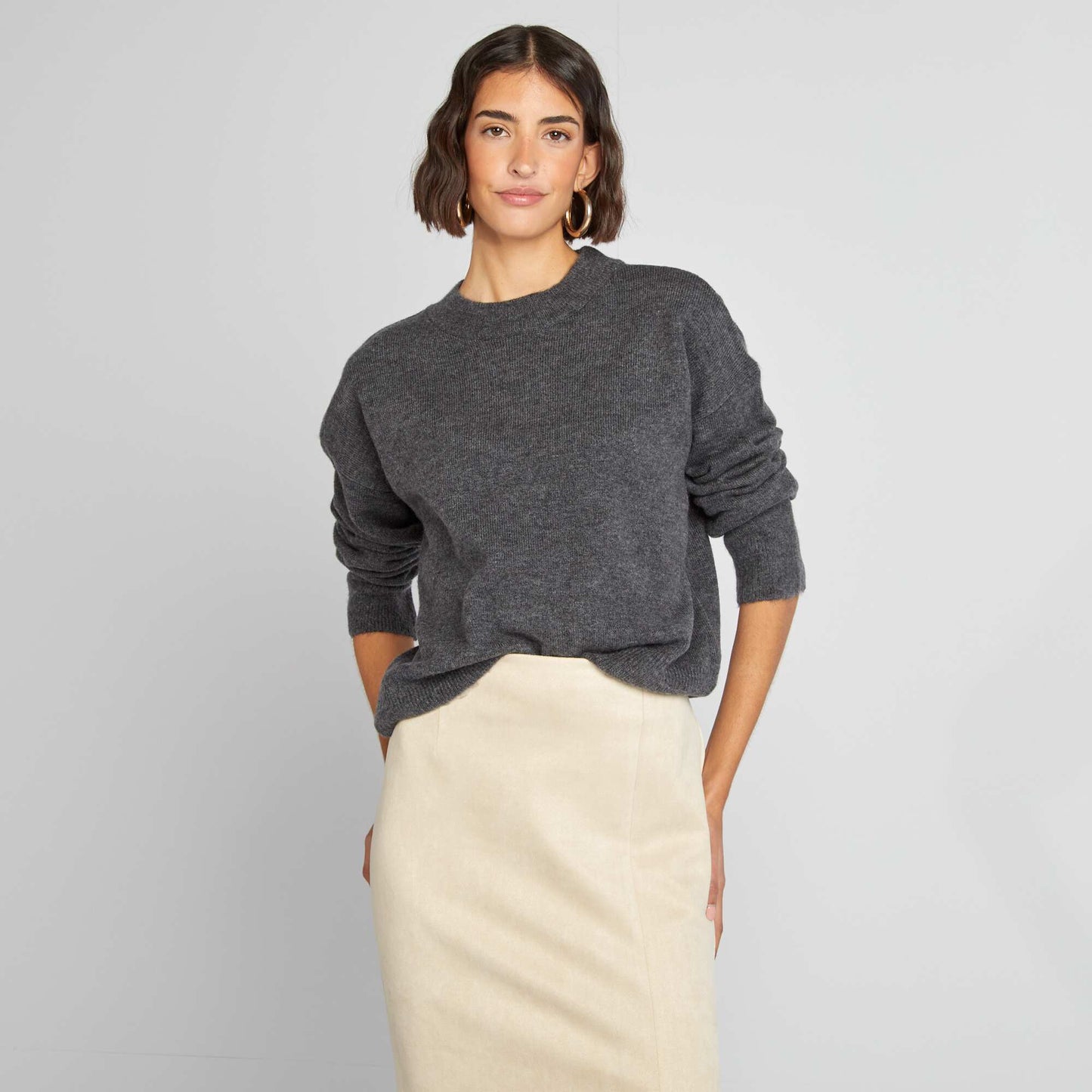 Sweater abrigado liso GRIS