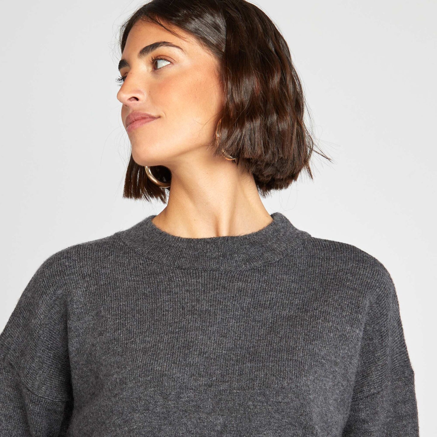 Sweater abrigado liso GRIS