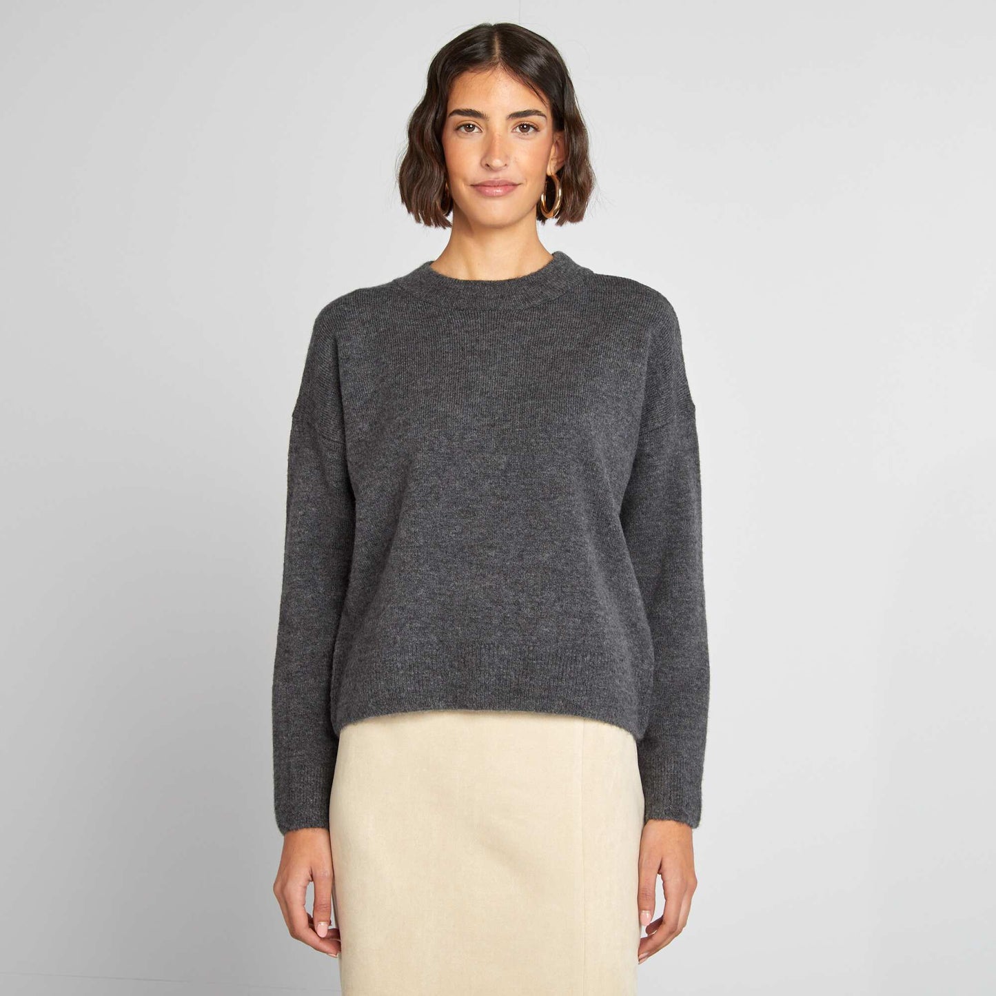 Sweater abrigado liso GRIS