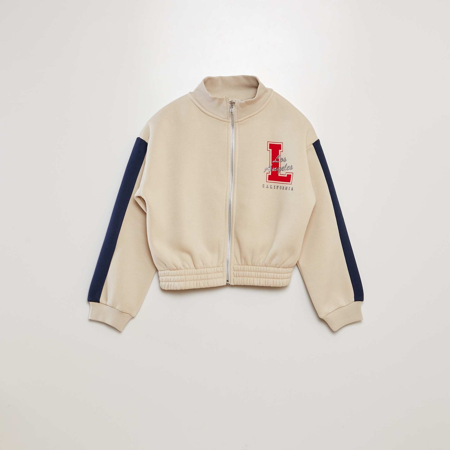 Buzo con cremallera estilo 'campus' BEIGE
