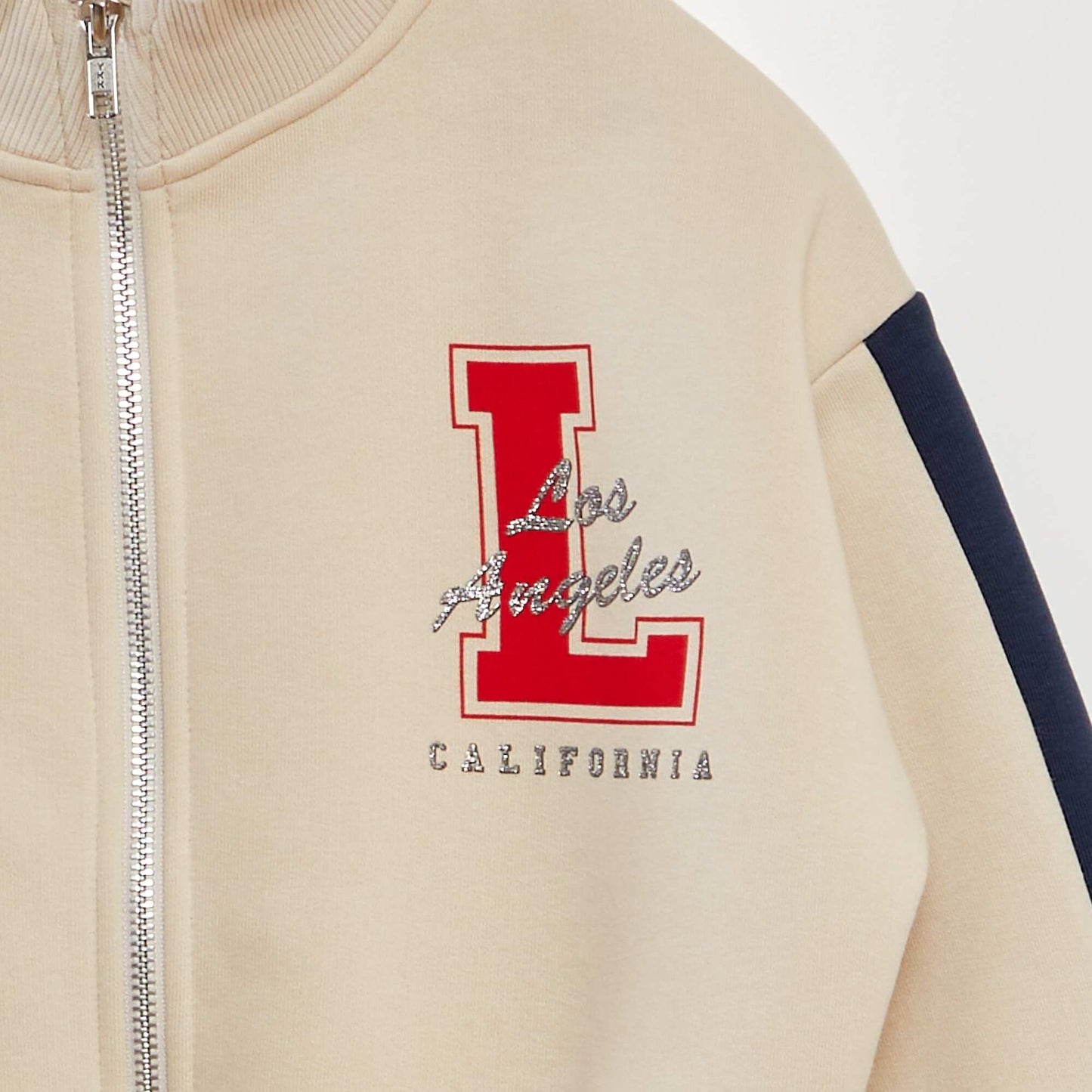 Buzo con cremallera estilo 'campus' BEIGE