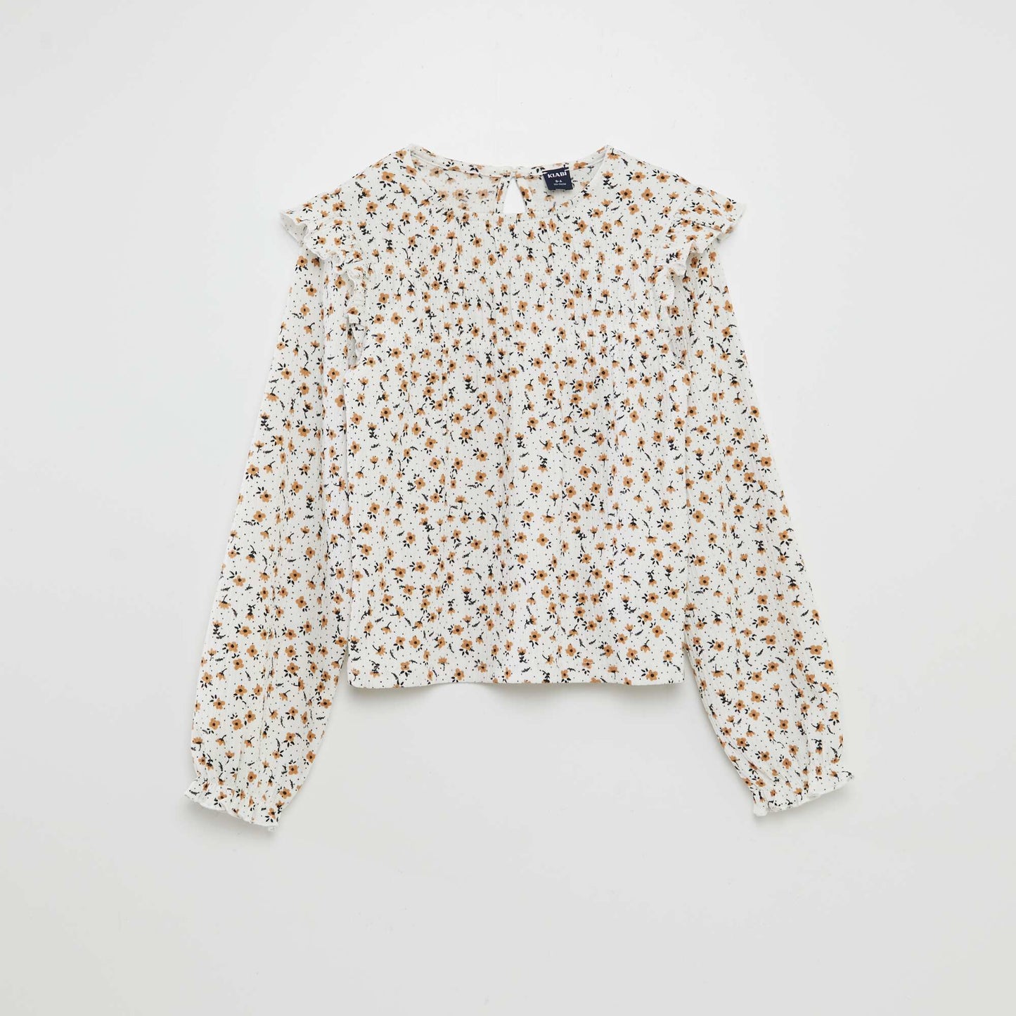 Camiseta estampada con volantes BLANCO