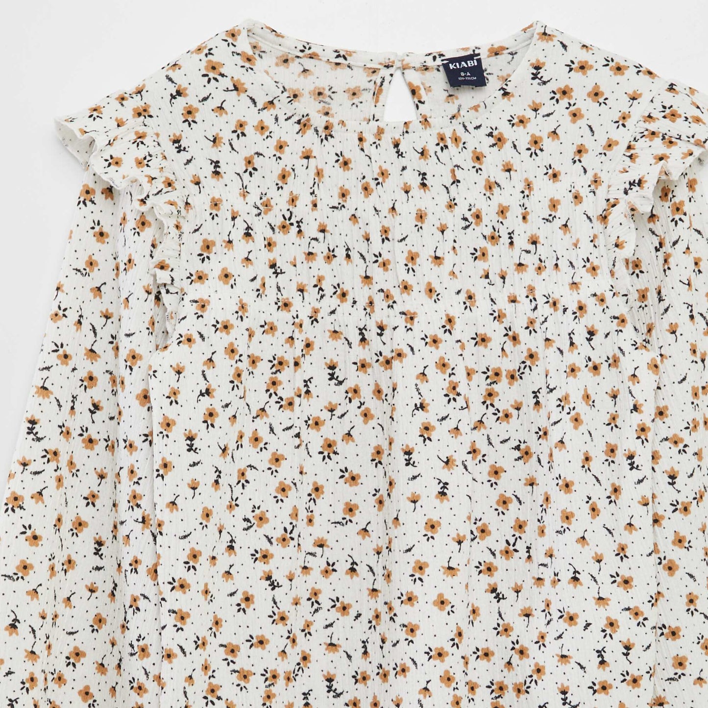 Camiseta estampada con volantes BLANCO
