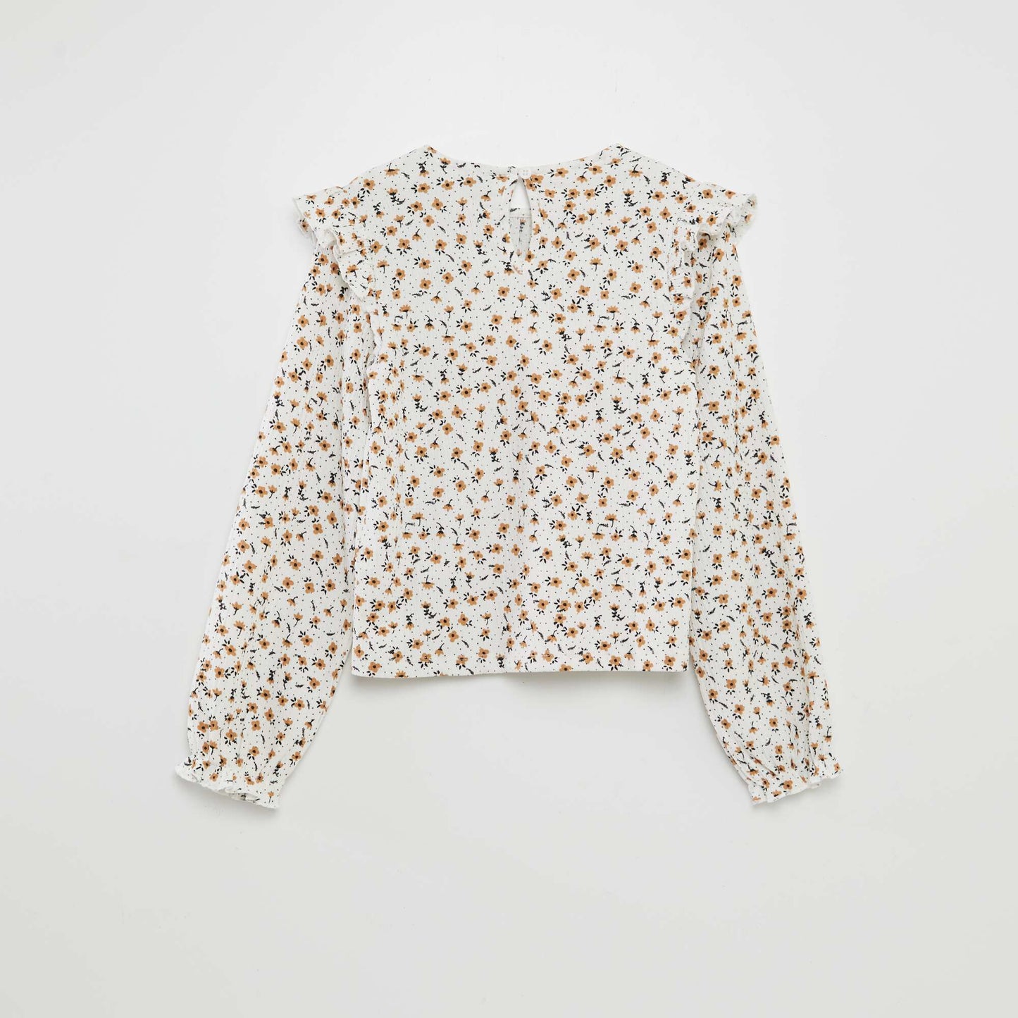 Camiseta estampada con volantes BLANCO
