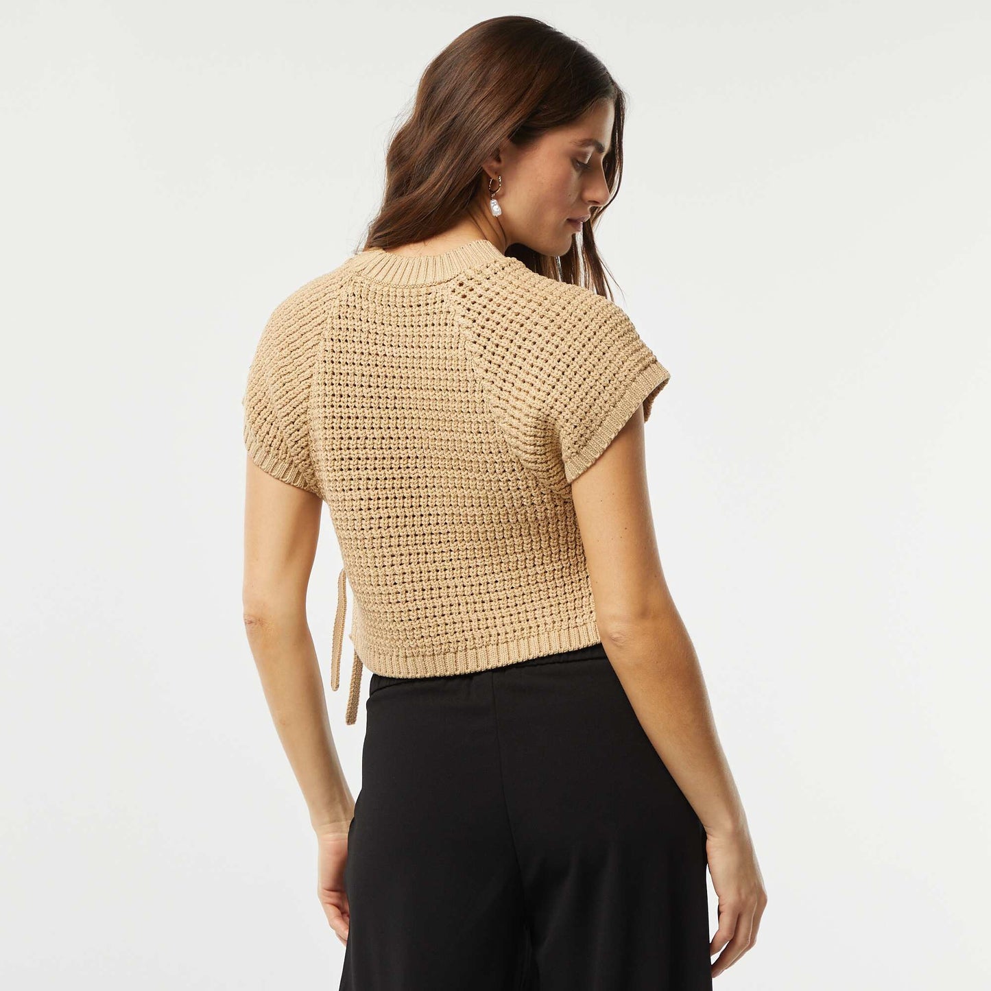 Sweater de ganchillo sin mangas BEIGE