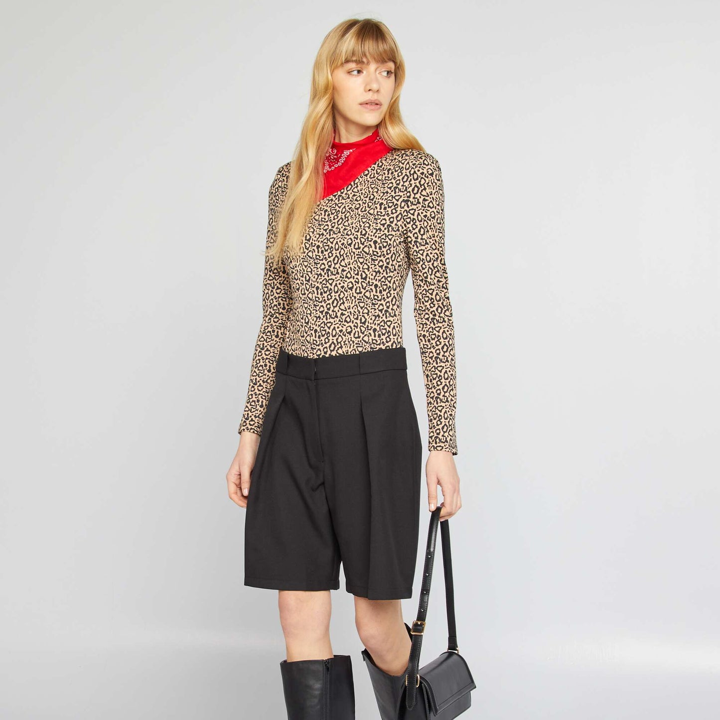 Bermudas sastre de tiro alto NEGRO