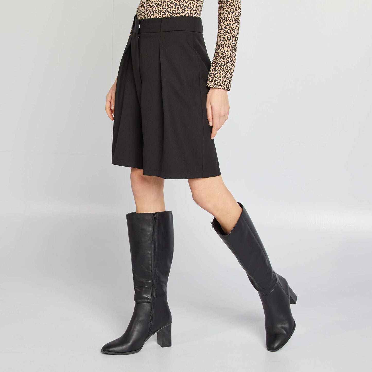 Bermudas sastre de tiro alto NEGRO