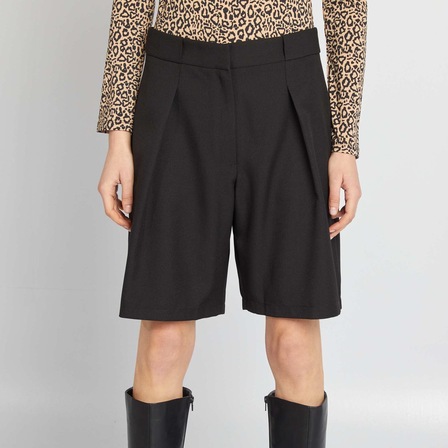 Bermudas sastre de tiro alto NEGRO