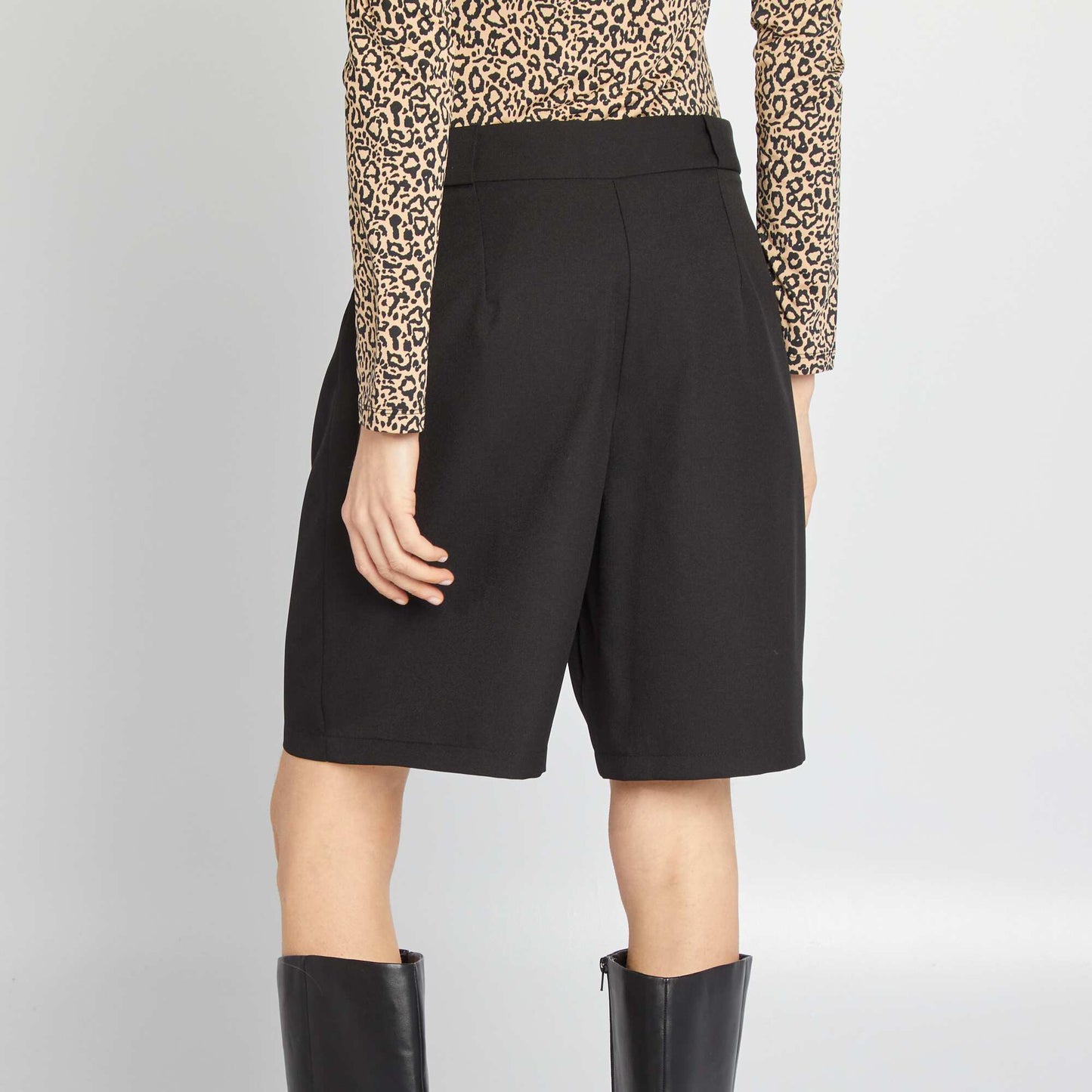 Bermudas sastre de tiro alto NEGRO