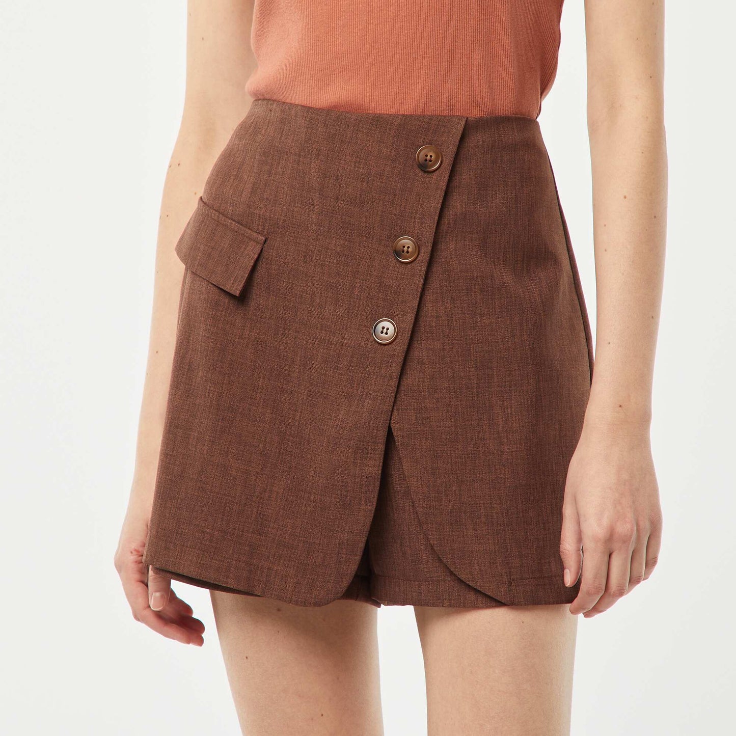 Falda pantalón corta lisa MARRON