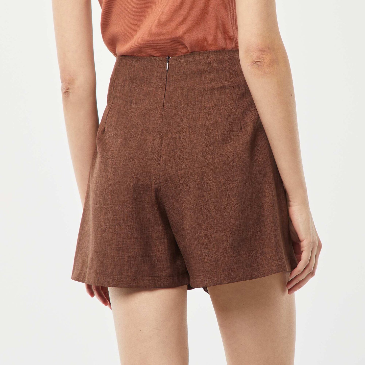 Falda pantalón corta lisa MARRON