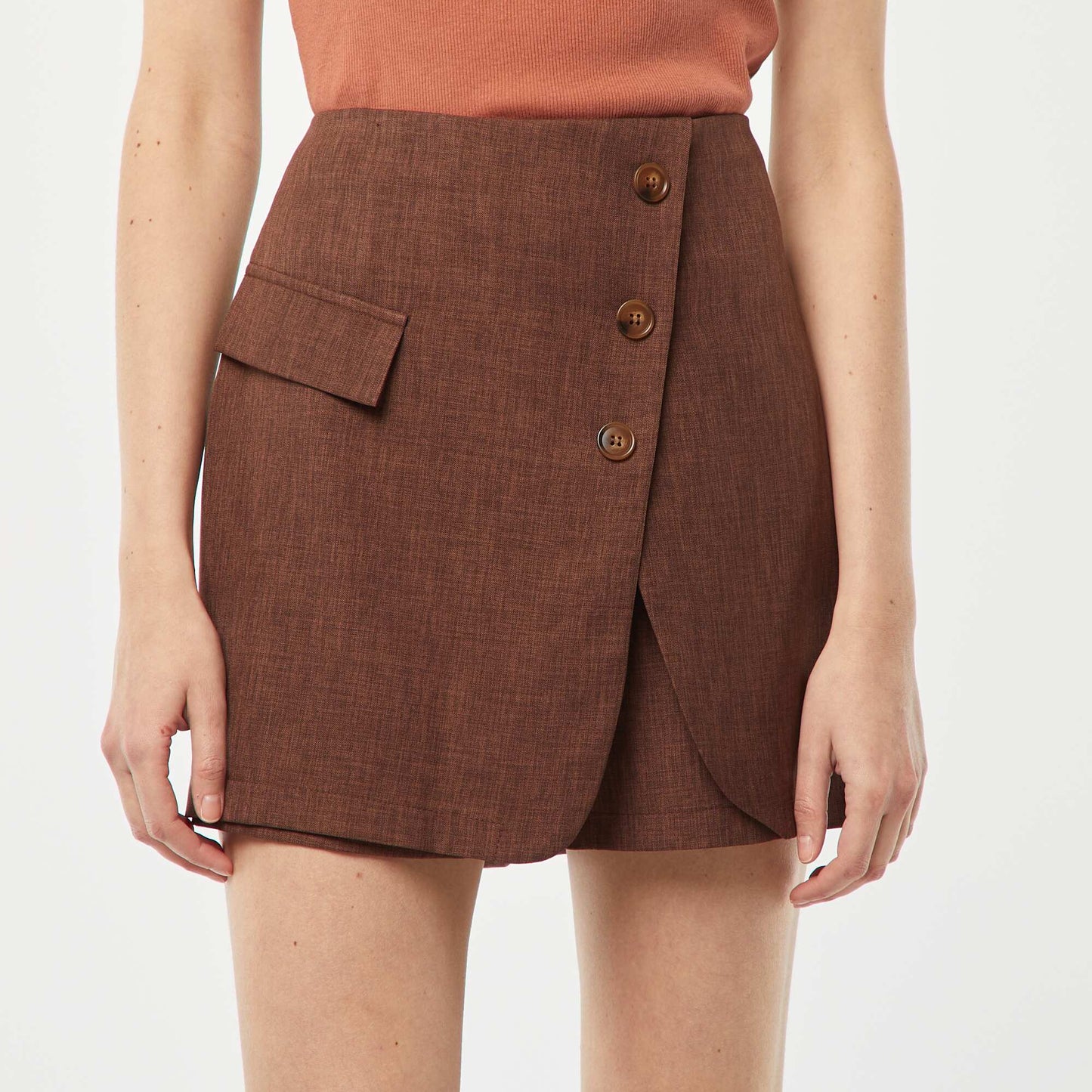 Falda pantalón corta lisa MARRON