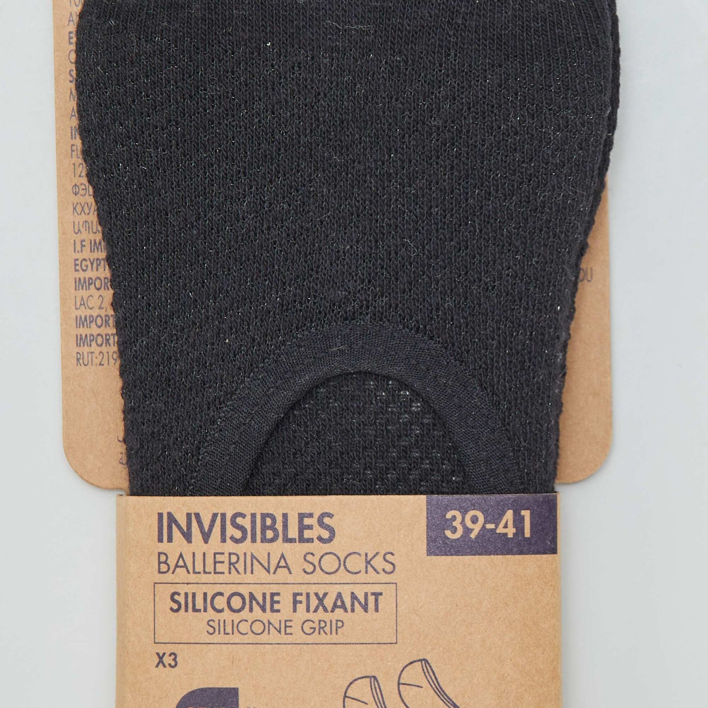 Juego de 3 pares de medias invisibles negro