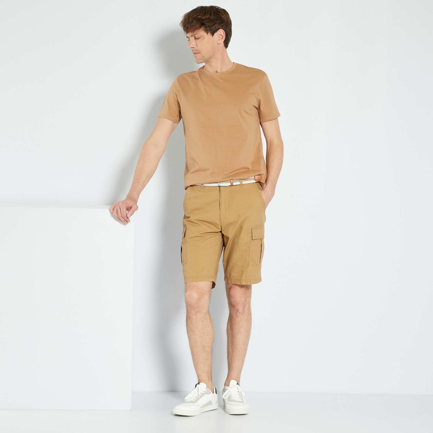 Camiseta recta de punto lisa BEIGE