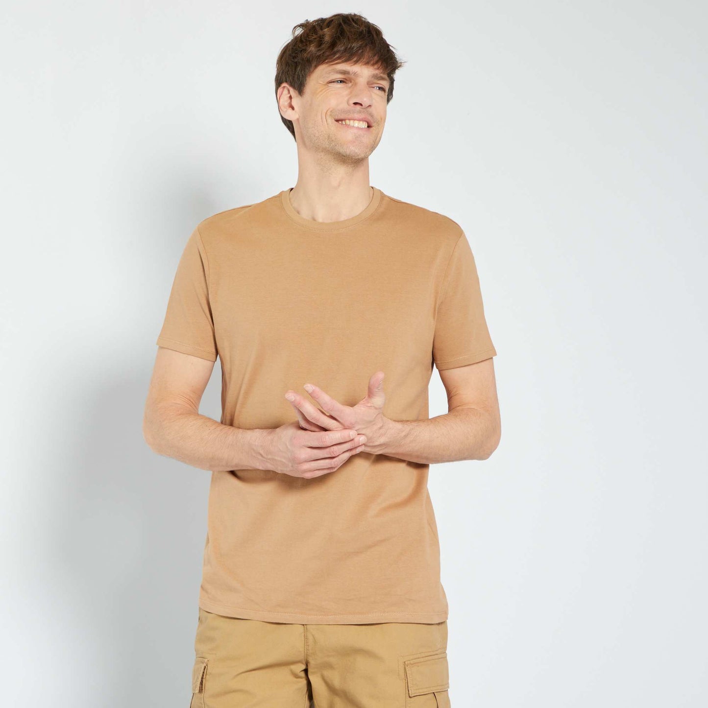 Camiseta recta de punto lisa BEIGE
