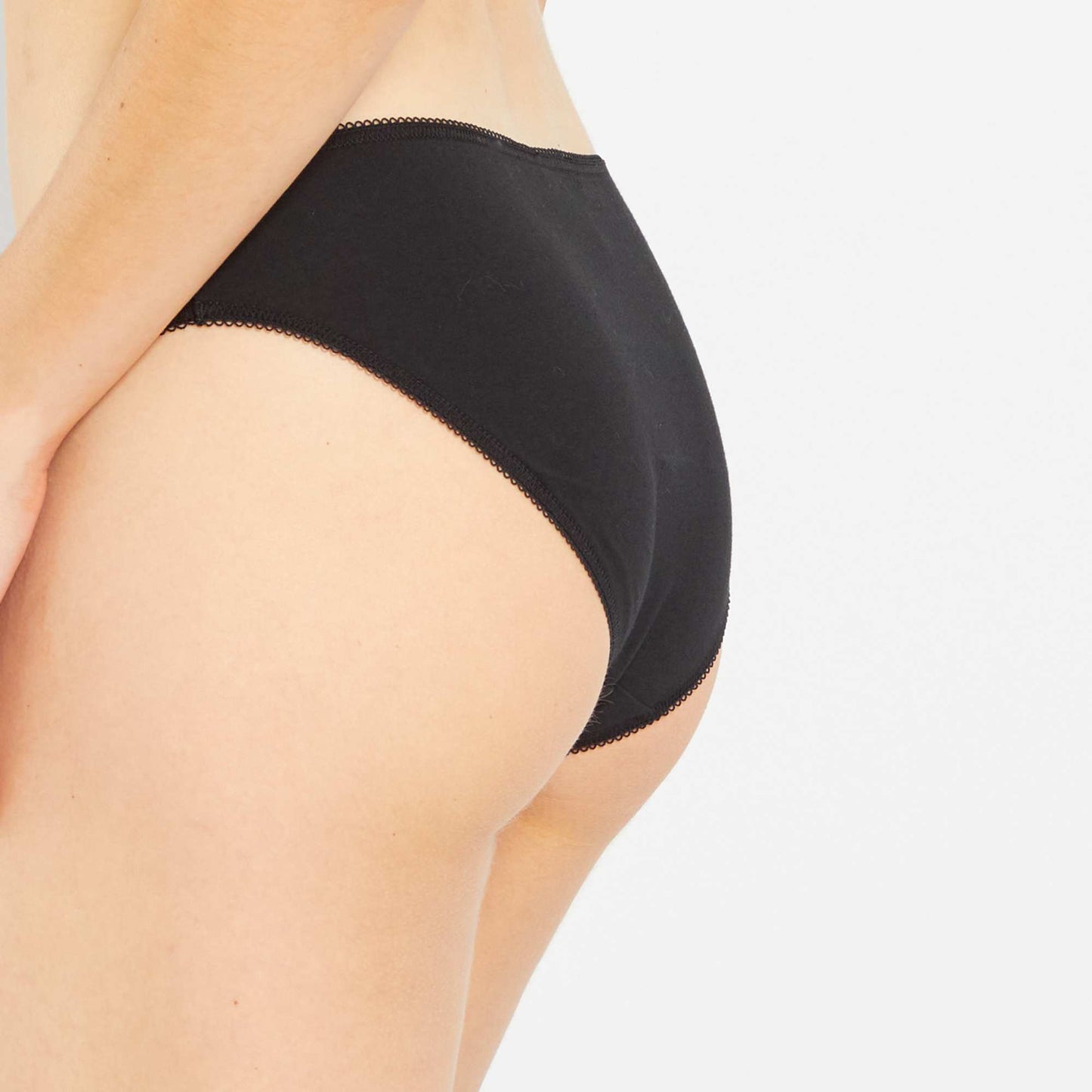 Pack de 5 braguitas de algodón liso Negro
