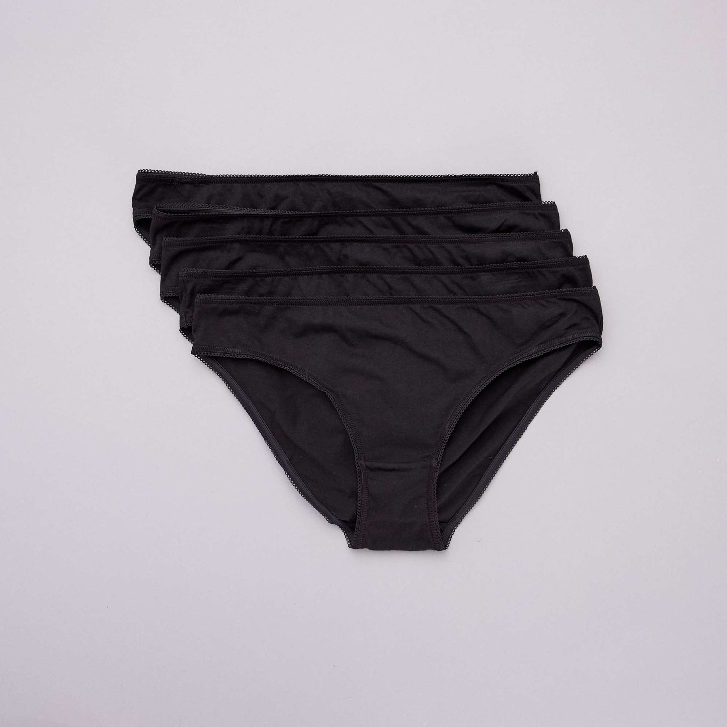 Pack de 5 braguitas de algodón liso Negro