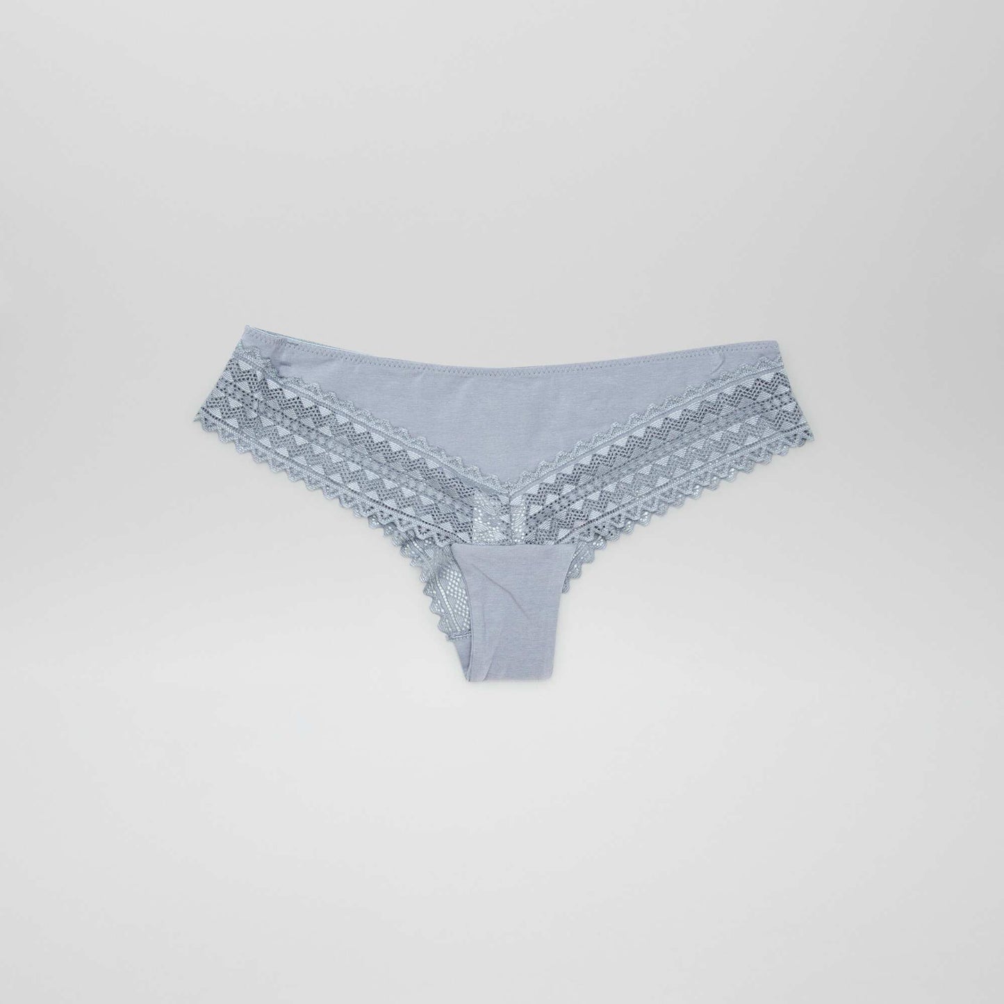 Pack de 3 braguitas brasileñas de algodón y encaje AZUL
