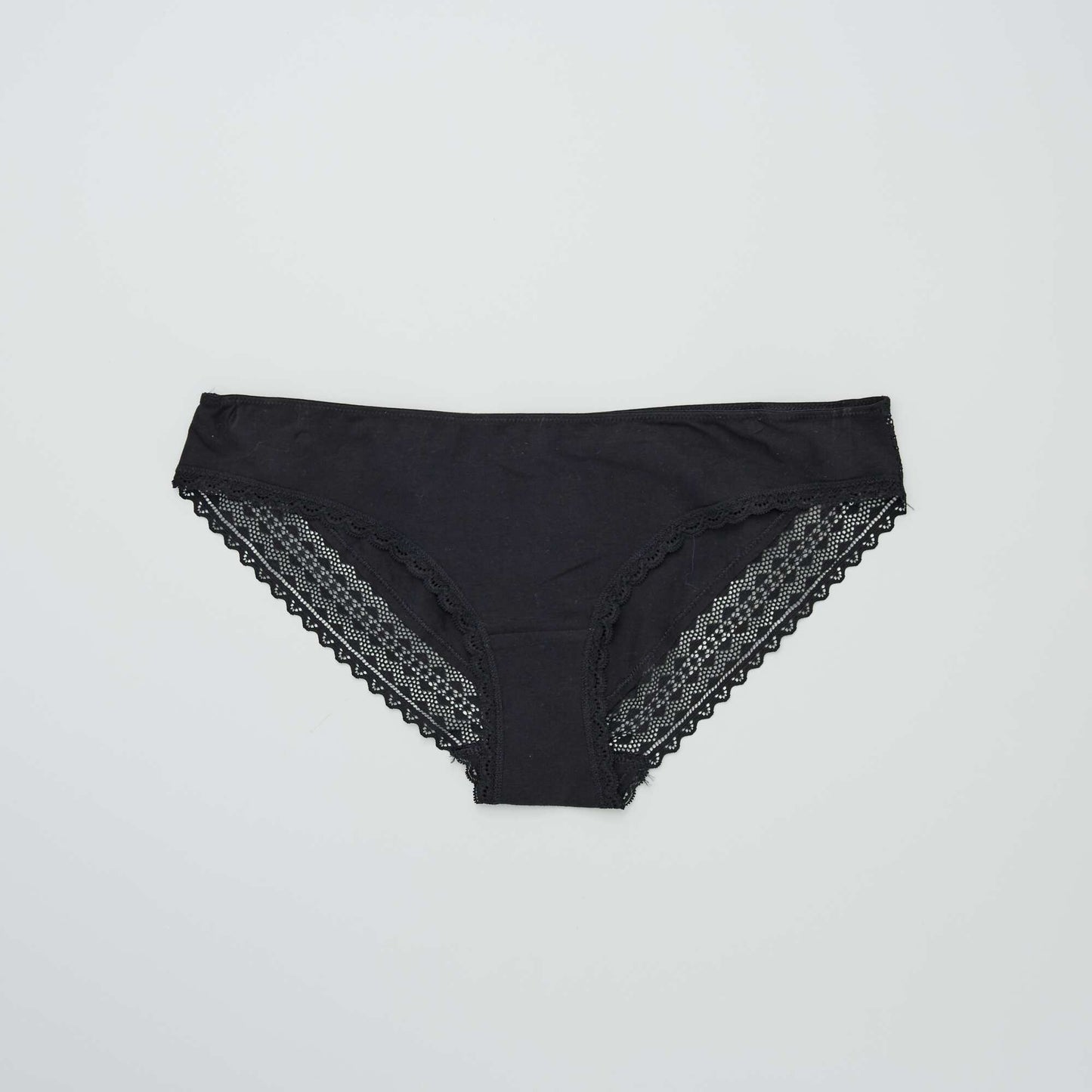 Pack de 3 braguitas de algodón y encaje NEGRO