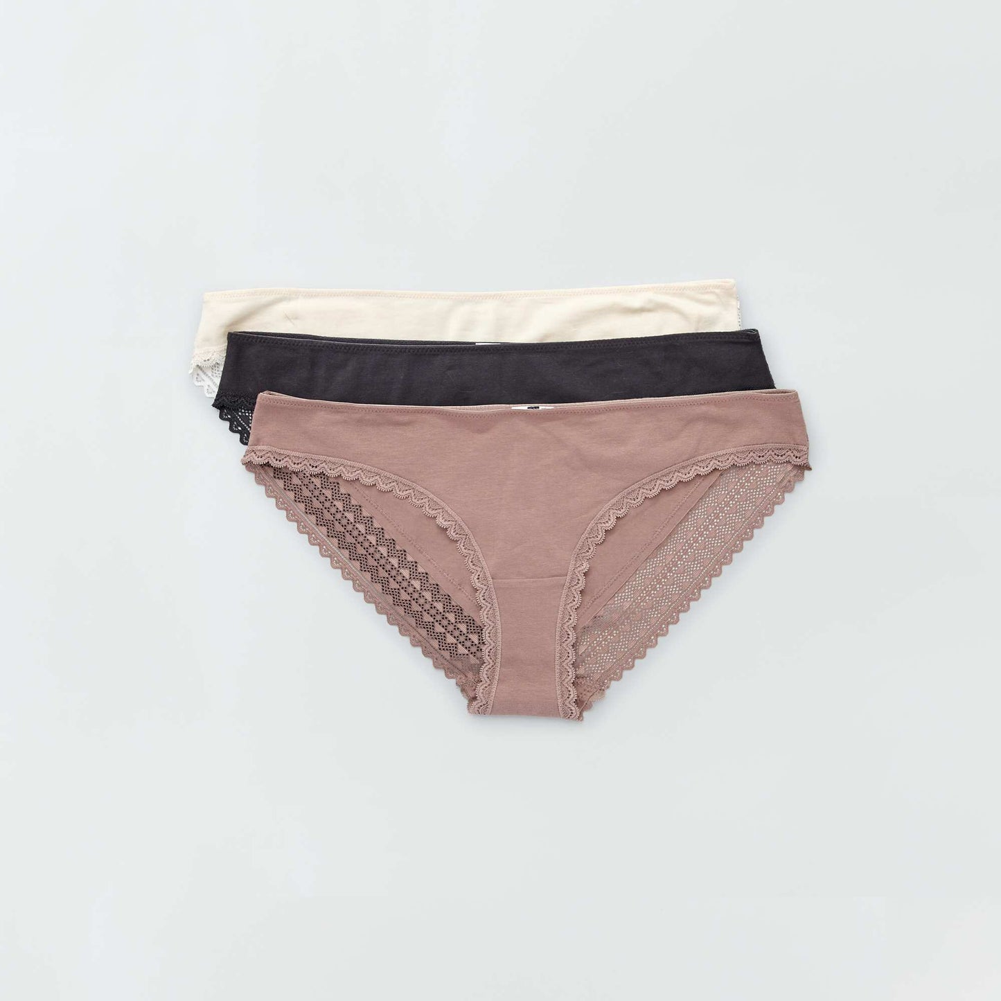 Pack de 3 braguitas de algodón y encaje ROSA