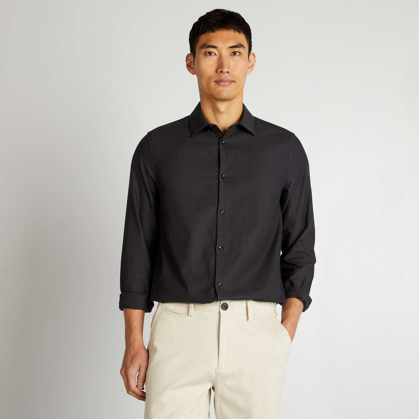 Camisa recta lisa GRIS