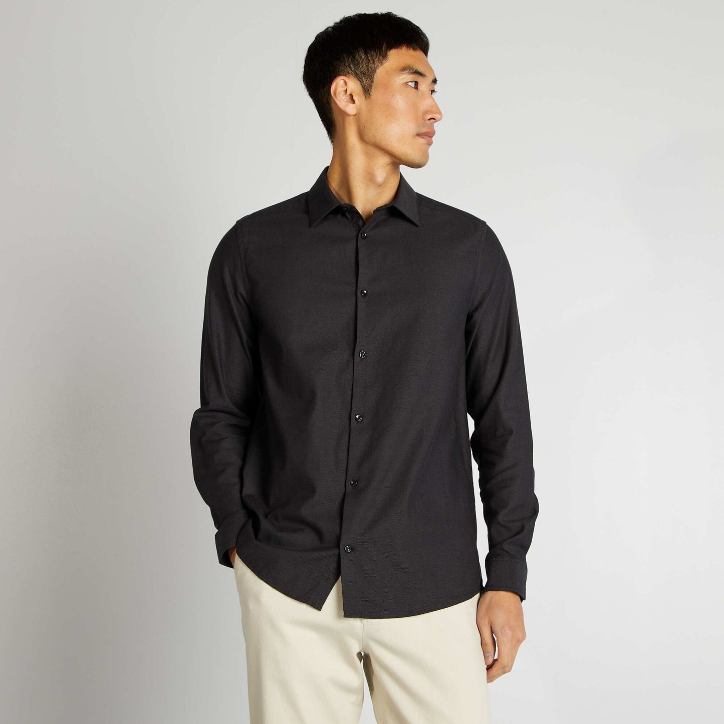 Camisa recta lisa GRIS