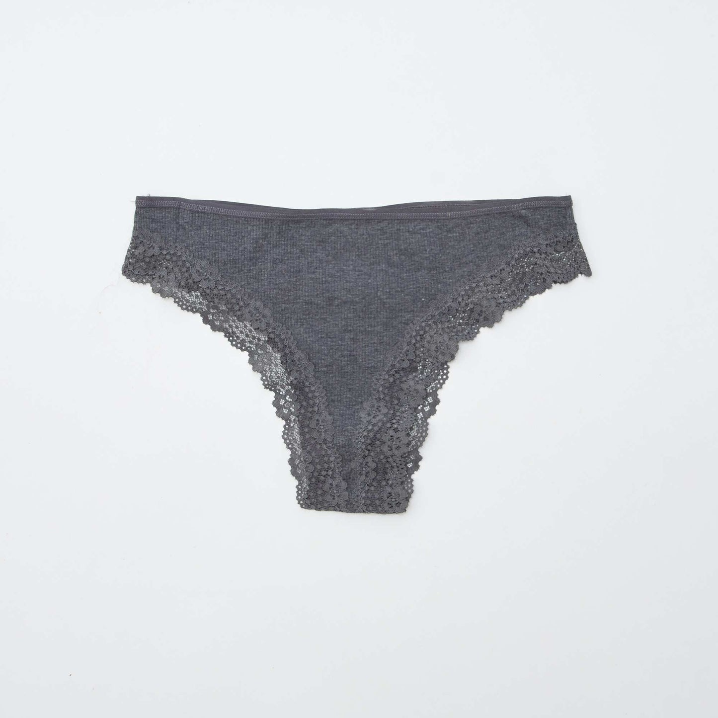 Pack de 3 braguitas brasileñas de punto de canalé GRIS