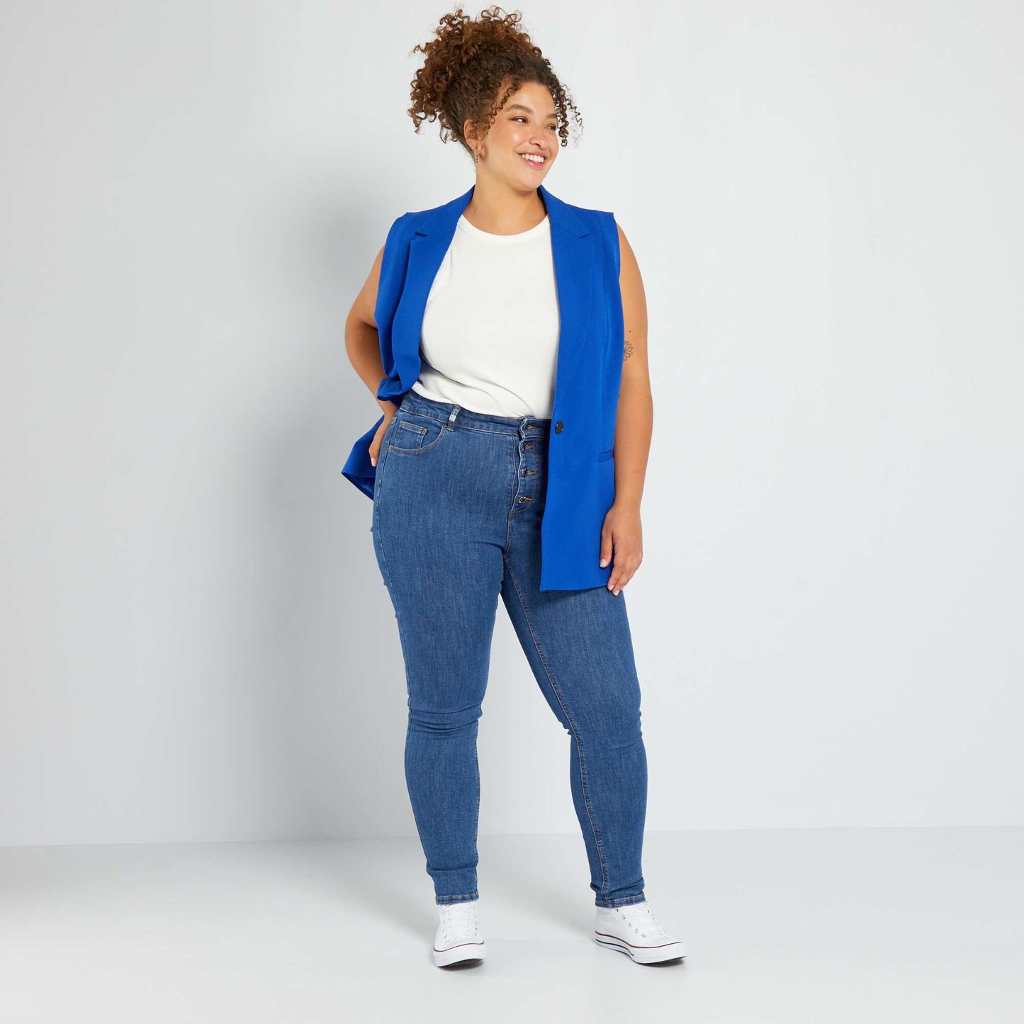 Pantalón skinny elástico - 5 bolsillos - L30 AZUL