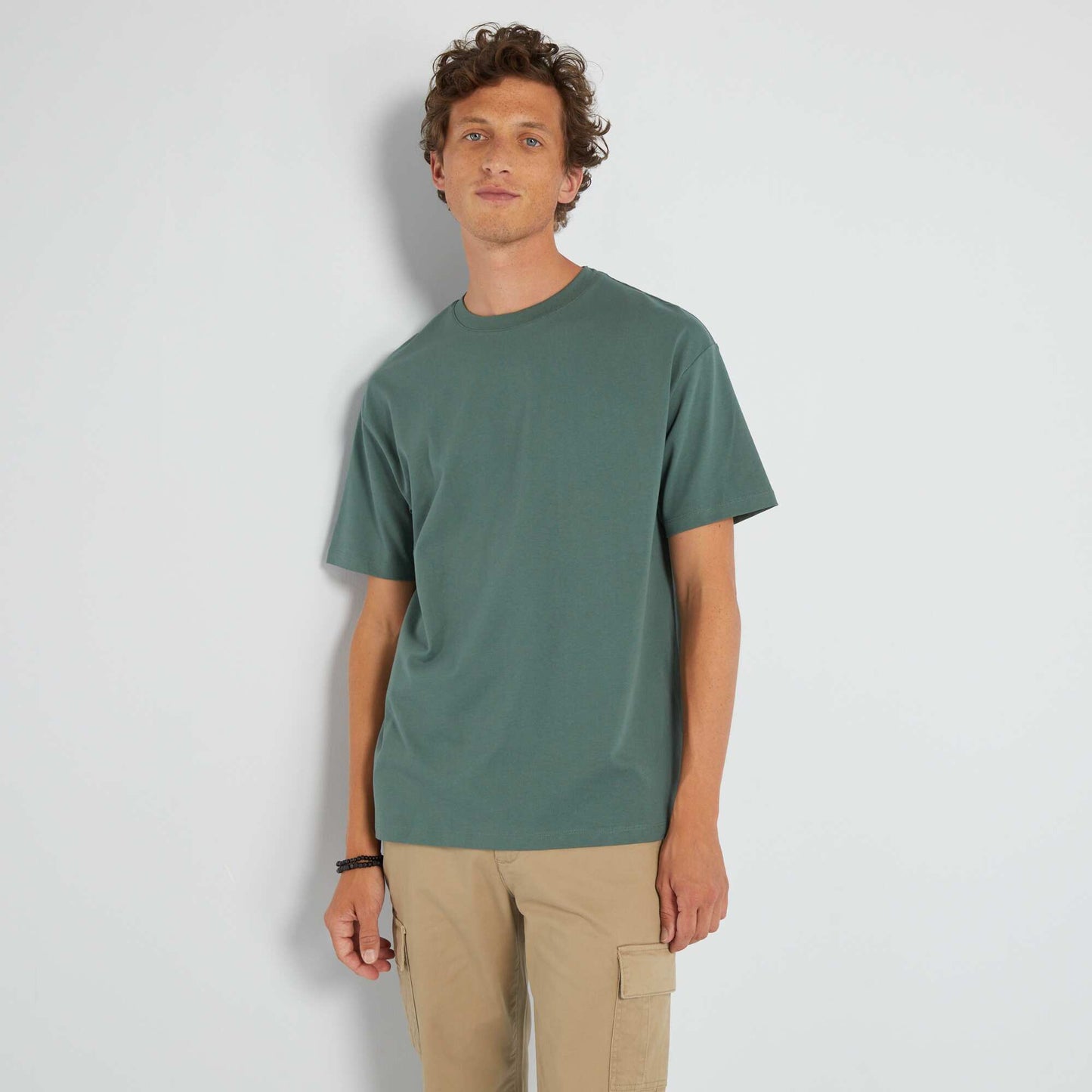 Camiseta de punto lisa verde gris