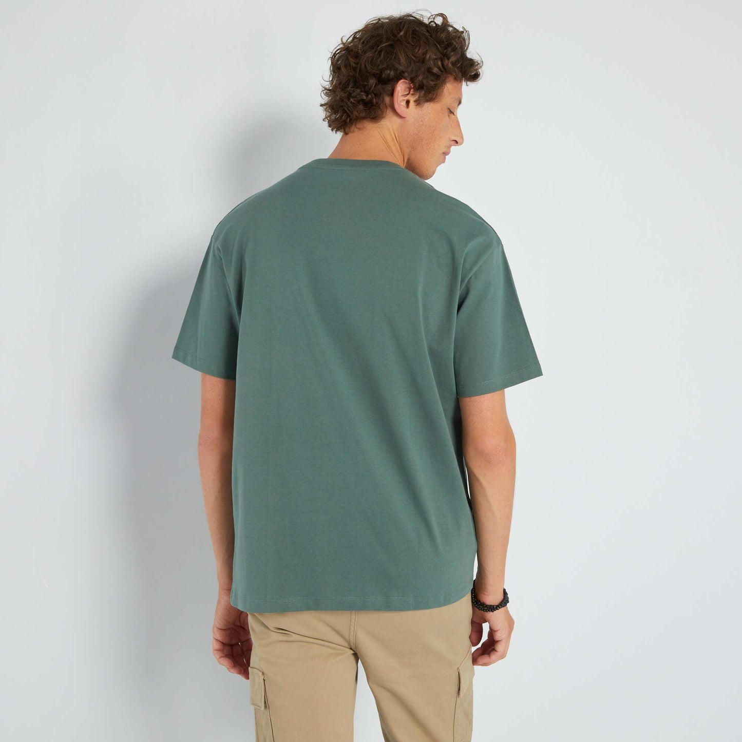 Camiseta de punto lisa verde gris