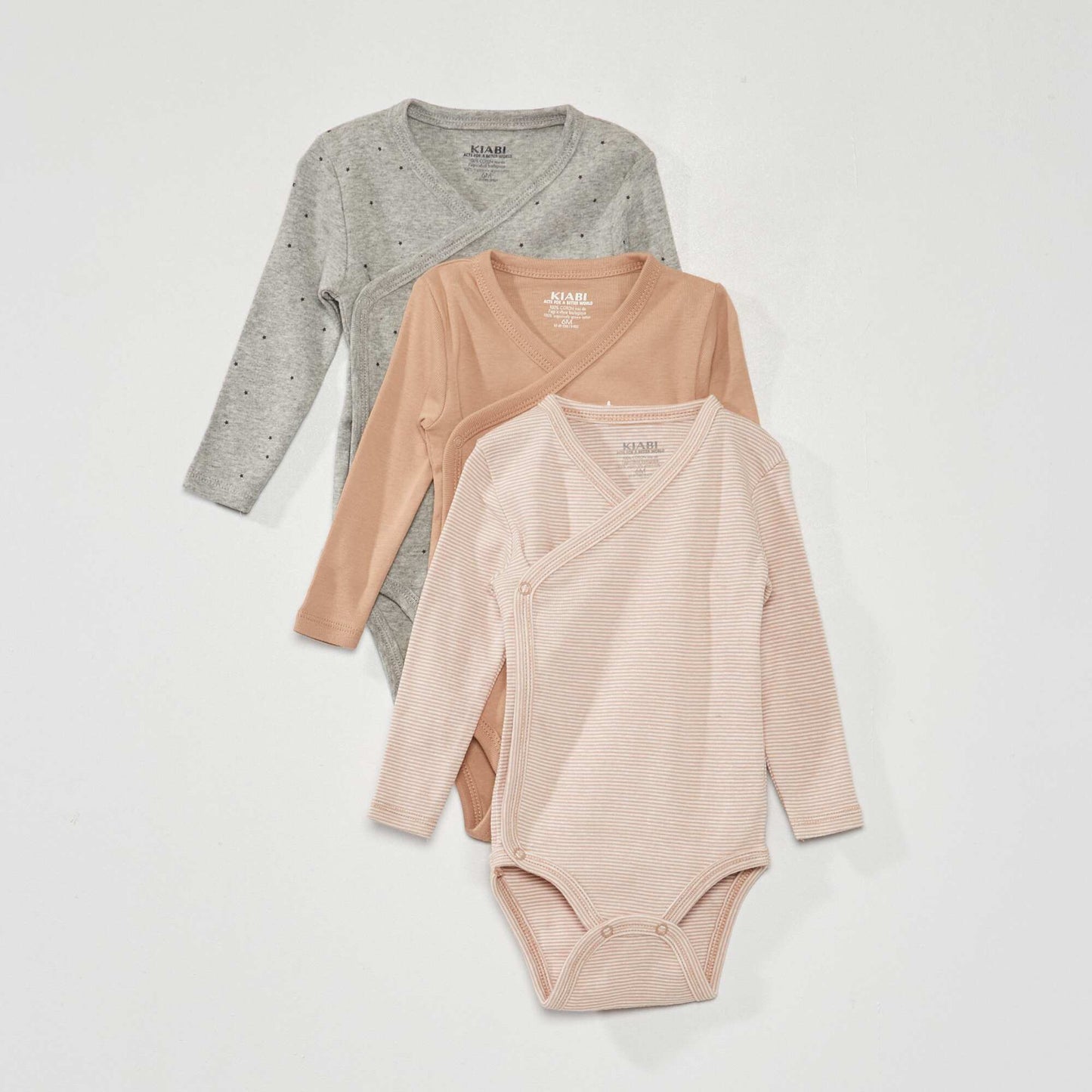 Pack de 3 bodies de punto canal - 3 piezas Gris