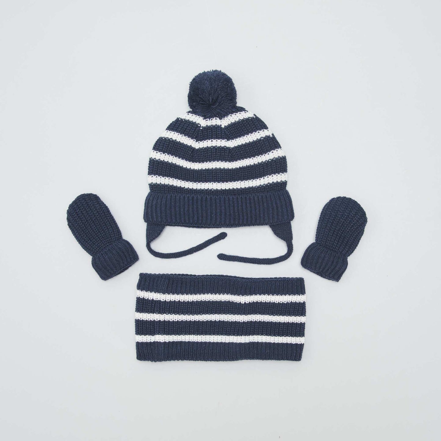 Conjunto con gorro peruano + braga + manoplas - 3 piezas AZUL