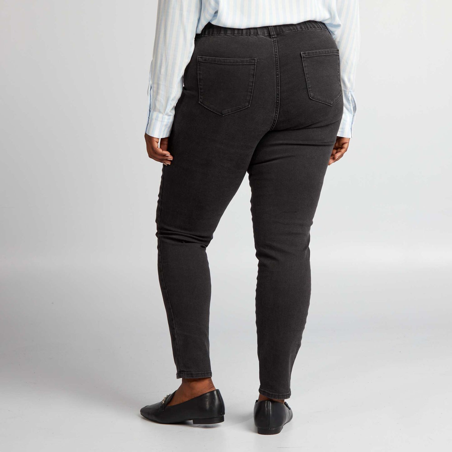 Jegging regular elástico de tiro alto NEGRO