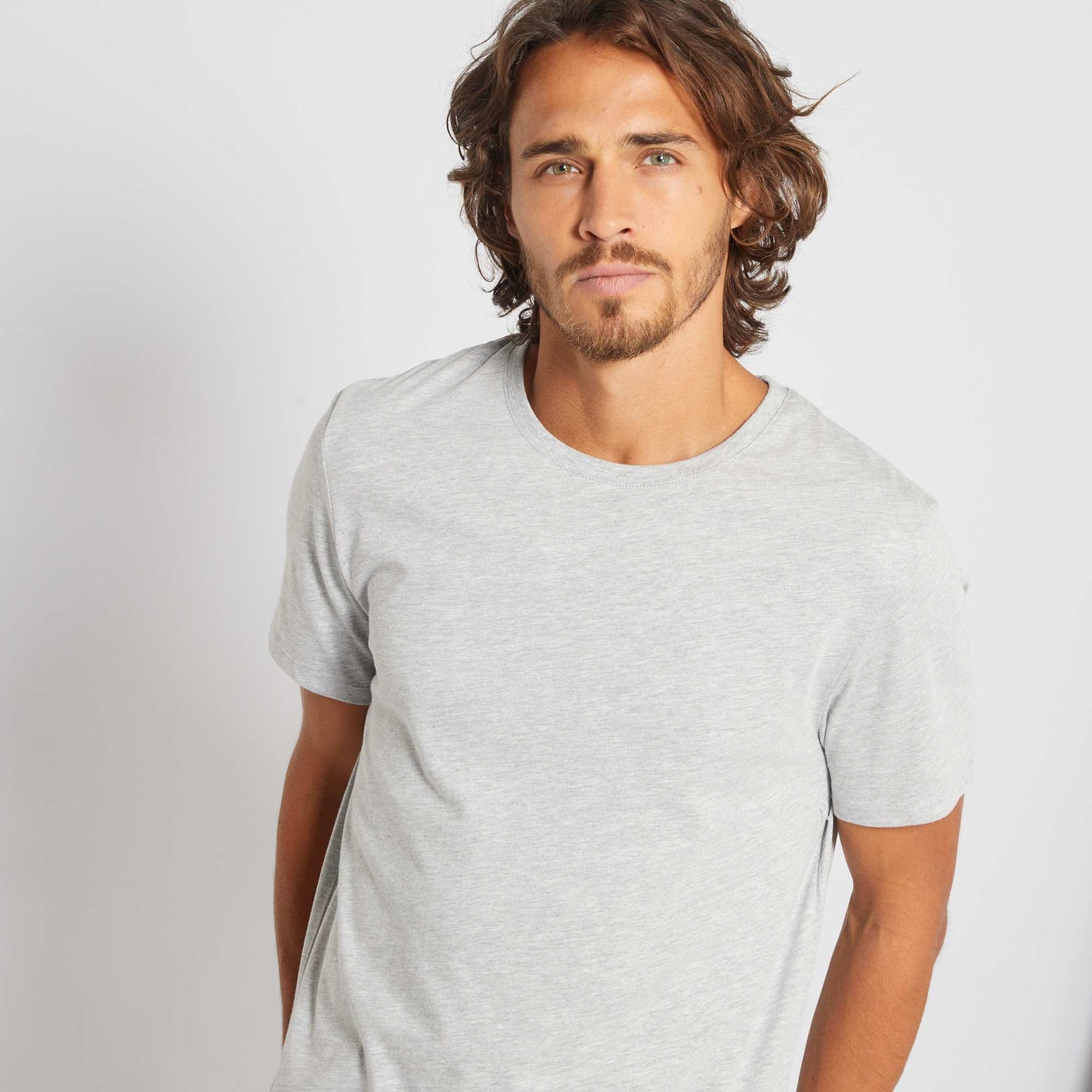 Camiseta de punto lisa gris claro