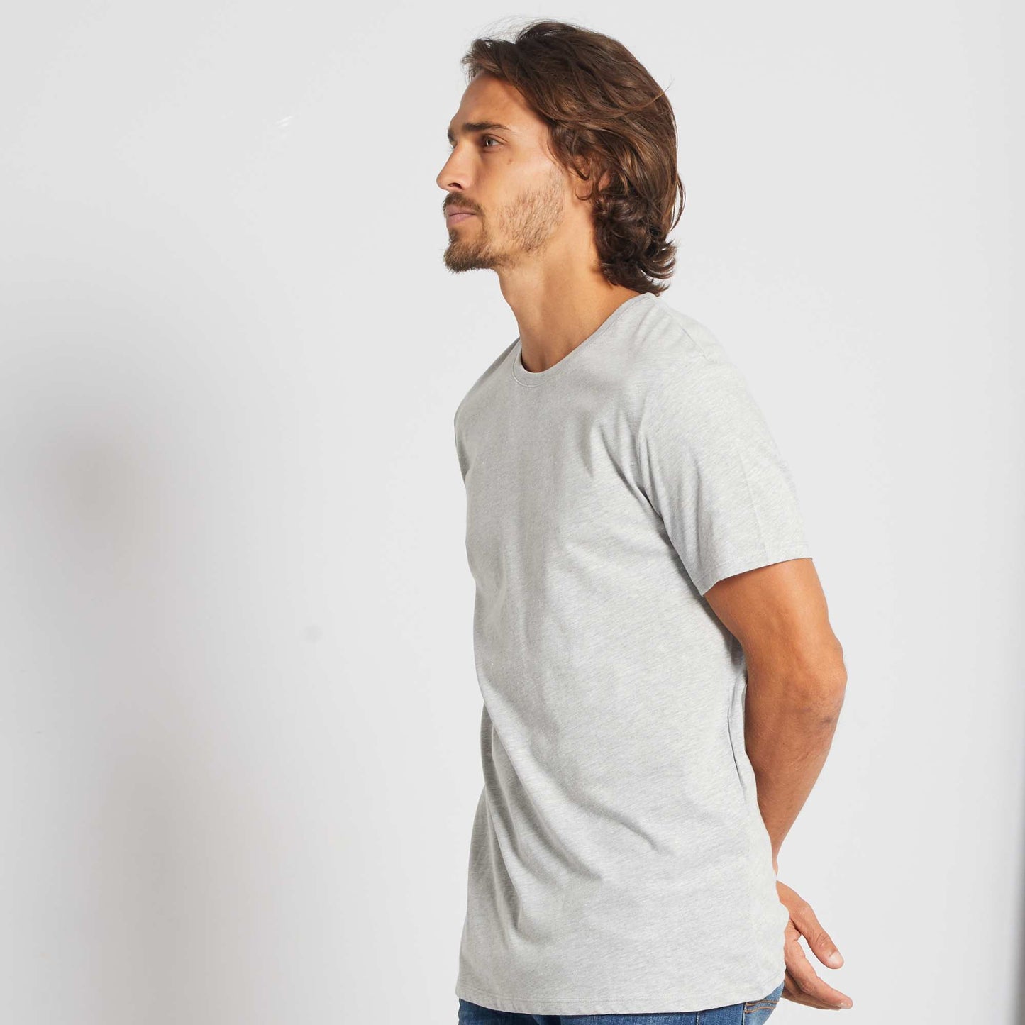 Camiseta de punto lisa gris claro