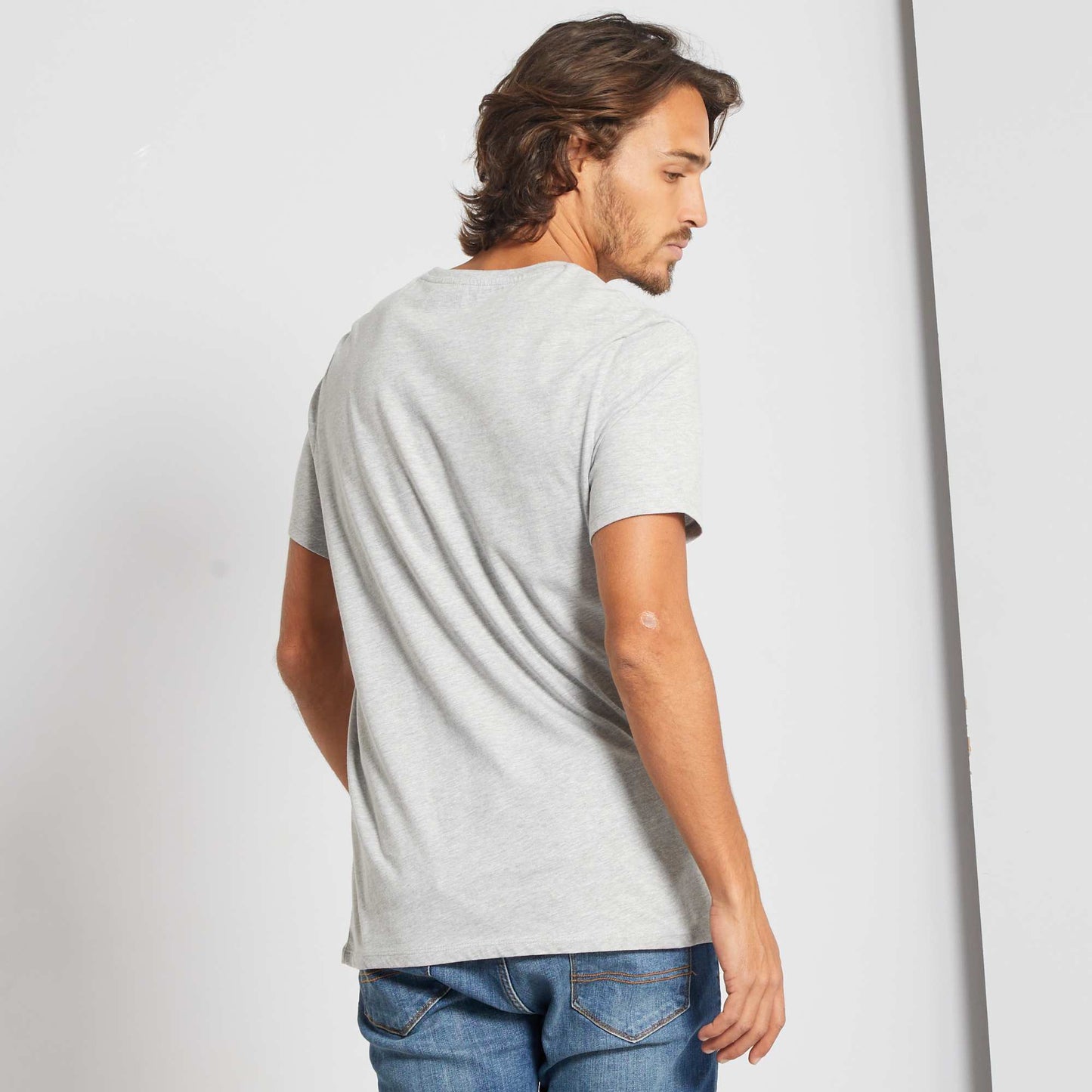 Camiseta de punto lisa gris claro