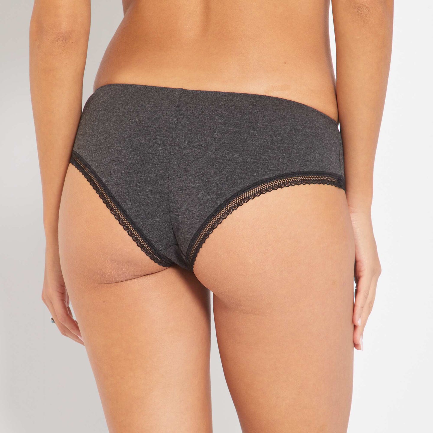 Culotte de algodón con galones de encaje GRIS