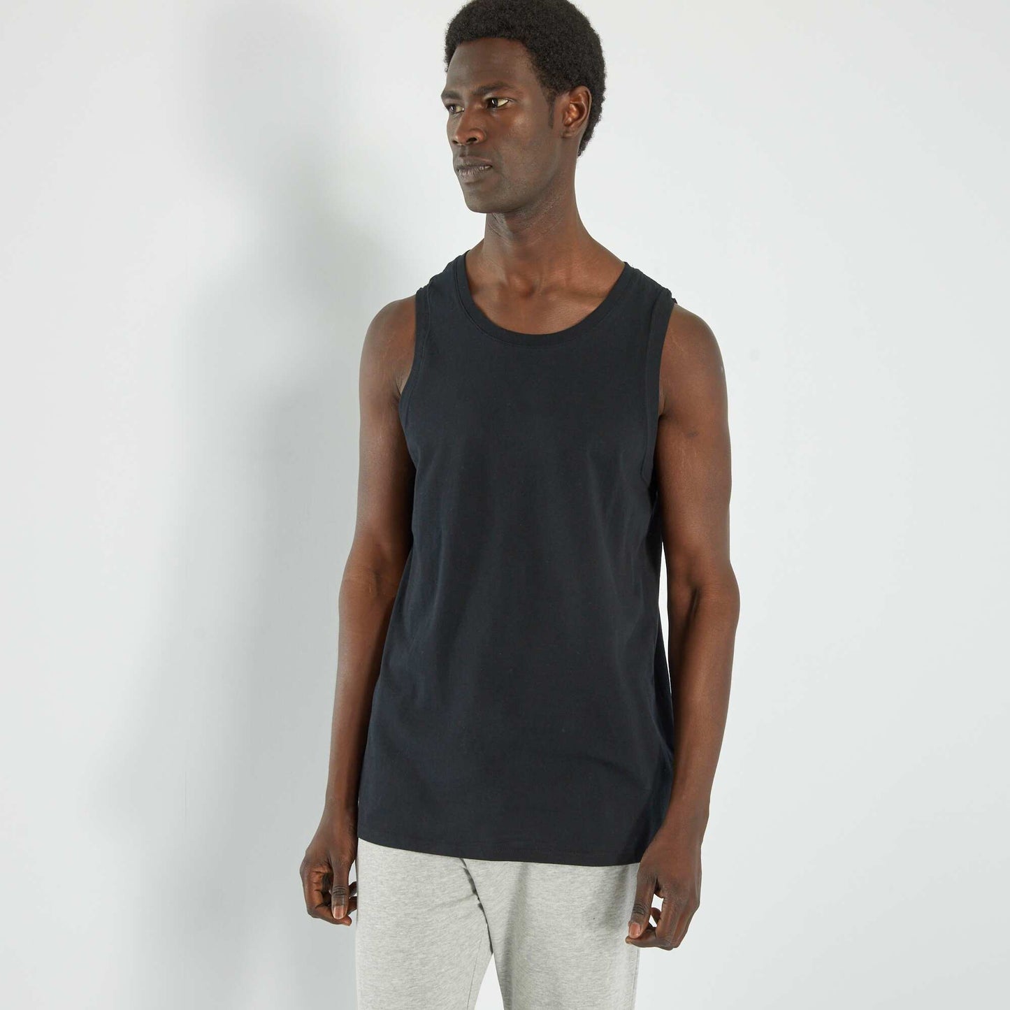 Camiseta de pijama lisa de tirantes Negro