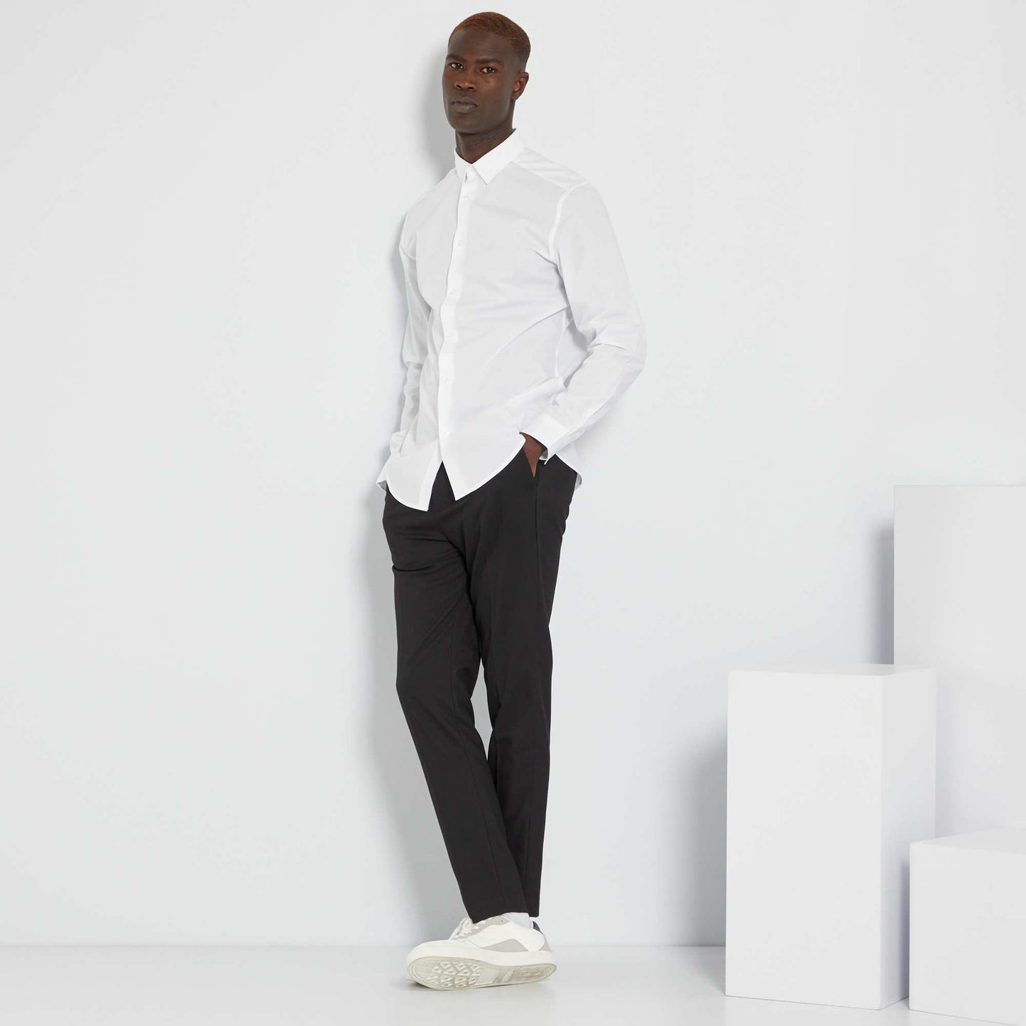 Camisa recta blanca blanco